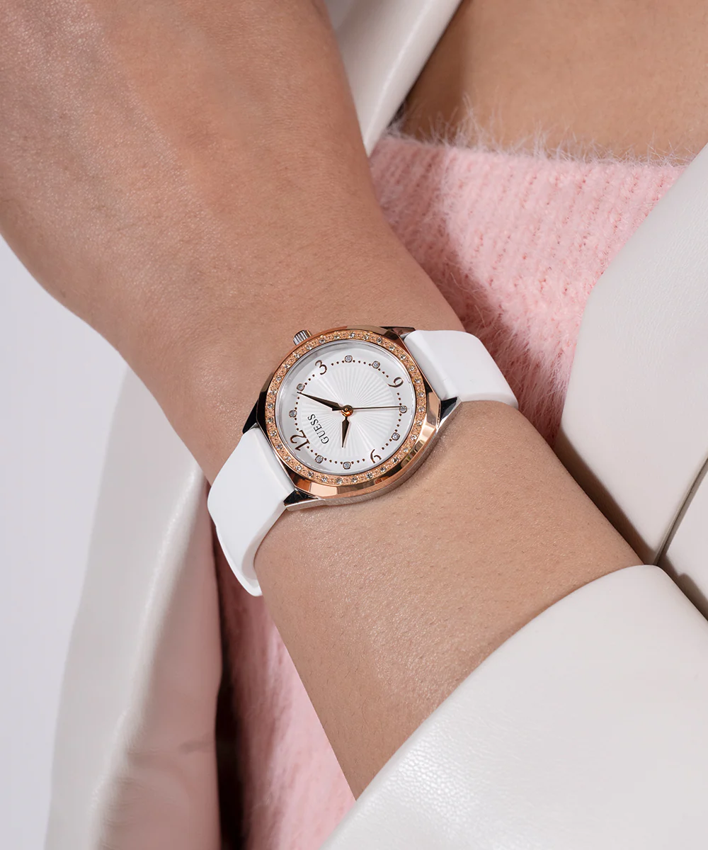 GUESS Ladies White 2-Tone Analog Watch - Image 6