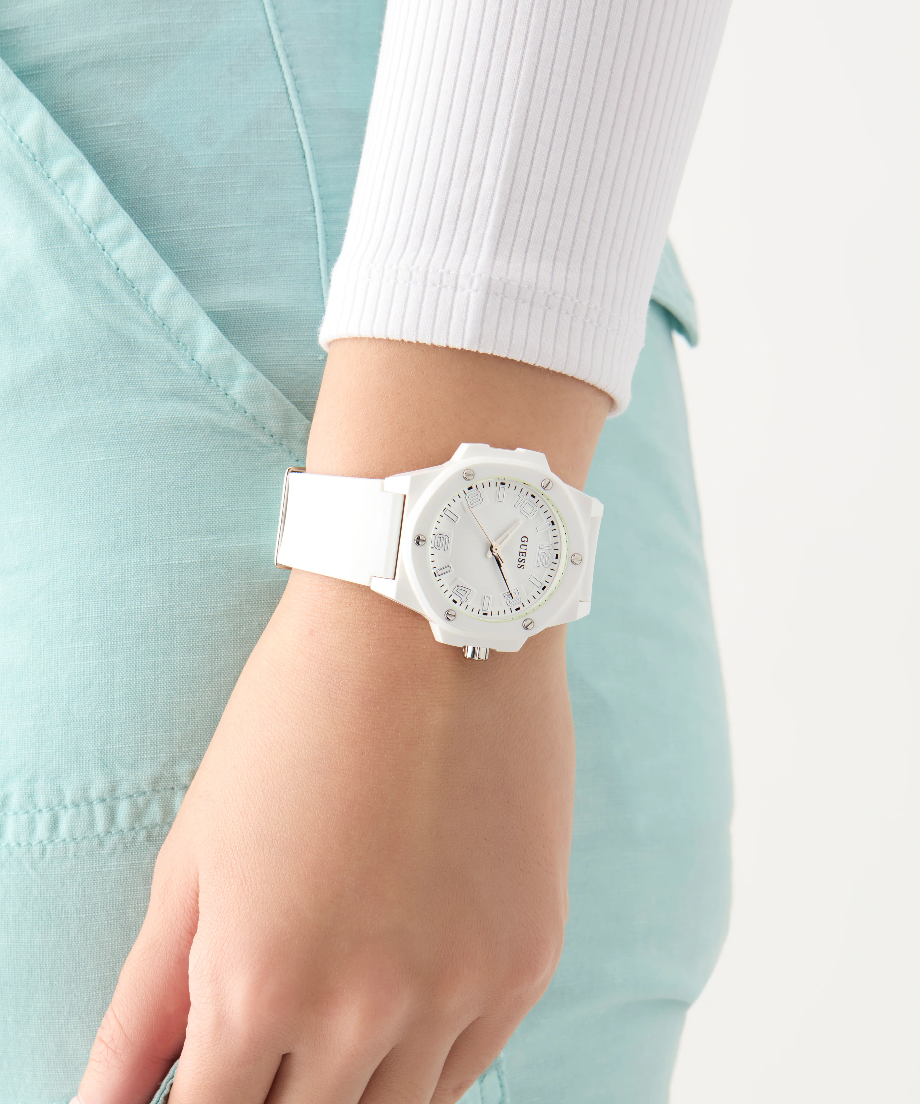 GUESS Ladies White Analog Watch - Image 5