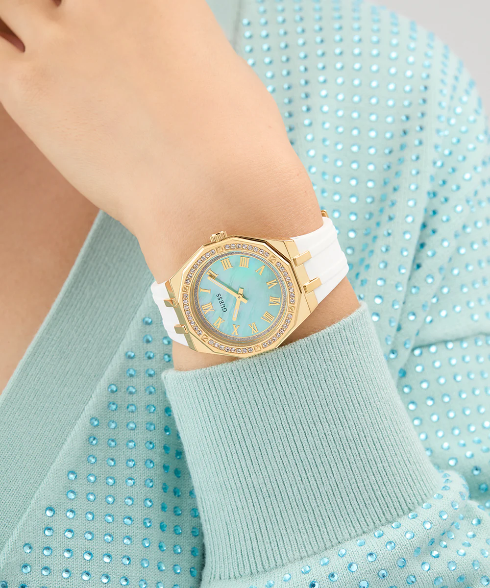GUESS Ladies White Gold Tone Analog Watch - Image 3