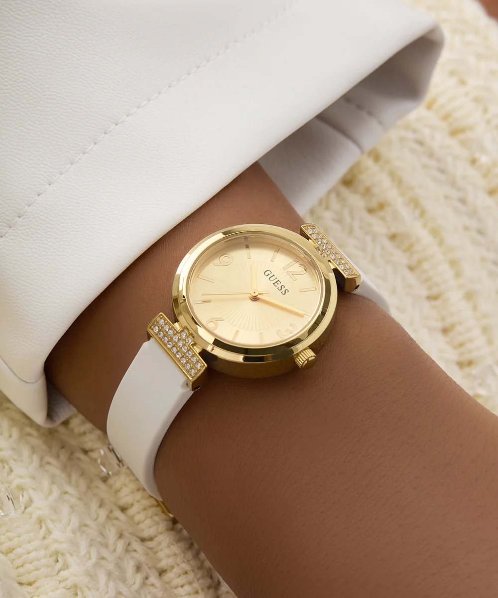 GUESS Ladies White Gold Tone Analog Watch - Image 5