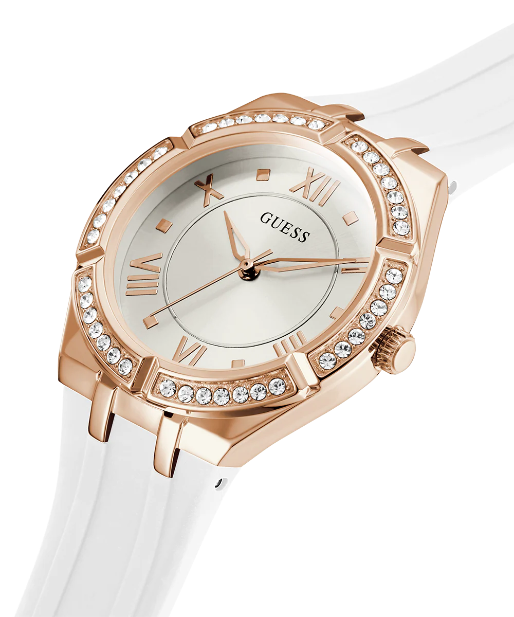 GUESS Ladies White Rose Gold Tone Analog Watch - Image 2