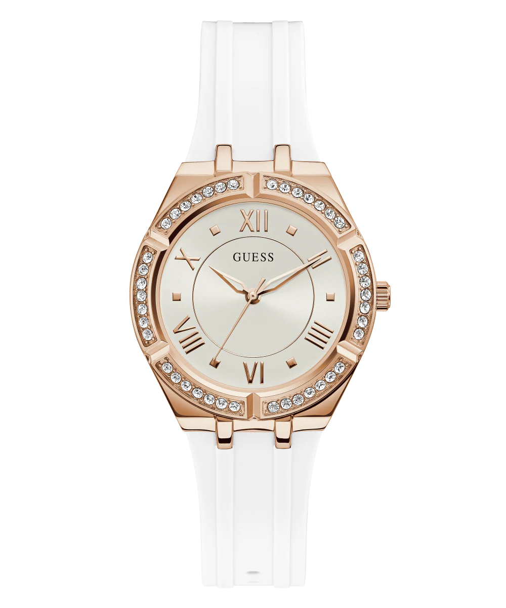 GUESS Ladies White Rose Gold Tone Analog Watch - Image 3