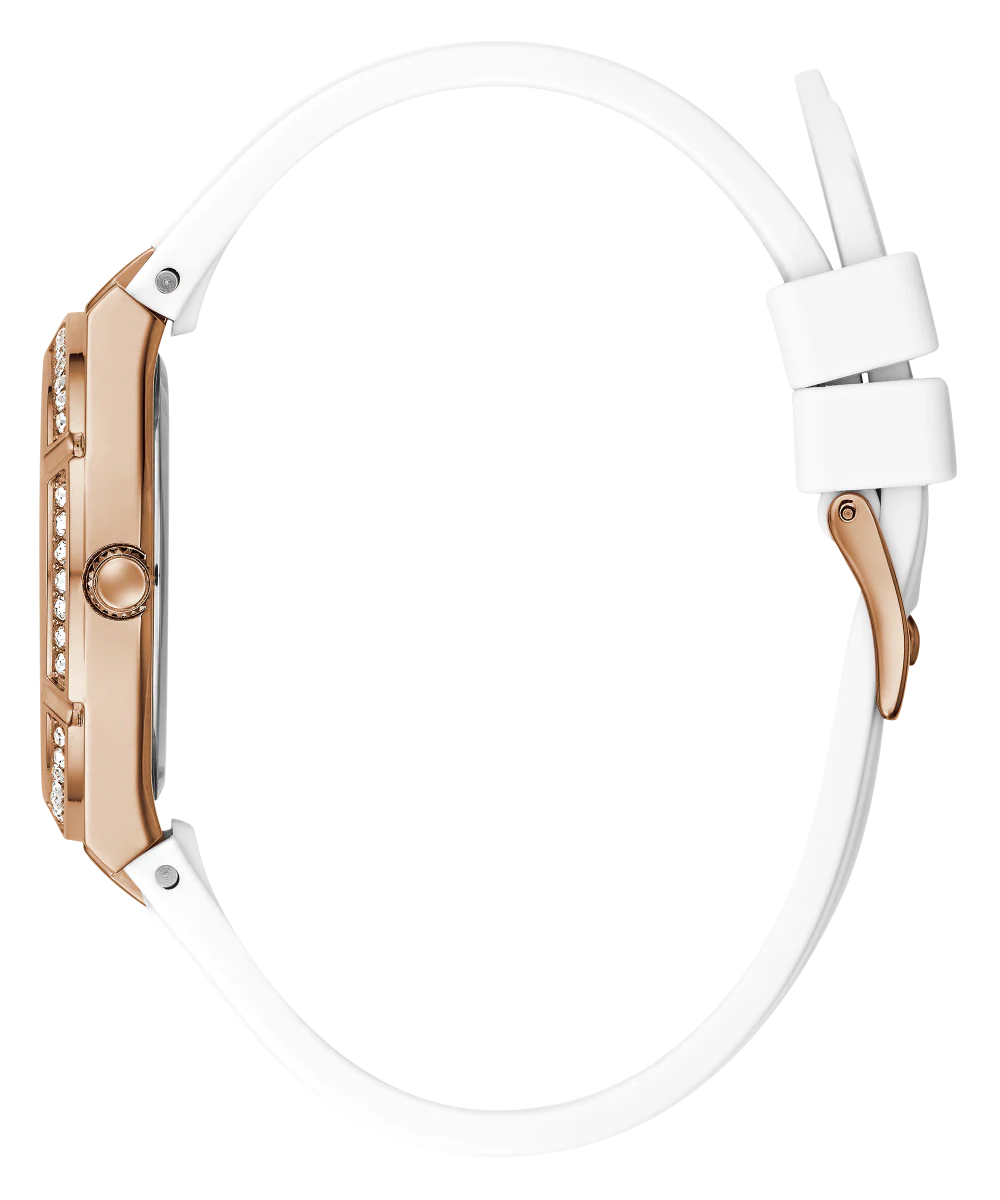 GUESS Ladies White Rose Gold Tone Analog Watch - Image 4
