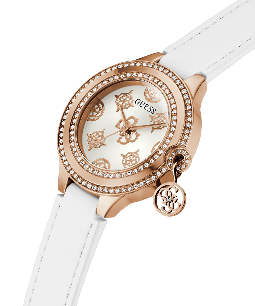 GUESS Ladies White Rose Gold Tone Analog Watch - Image 2