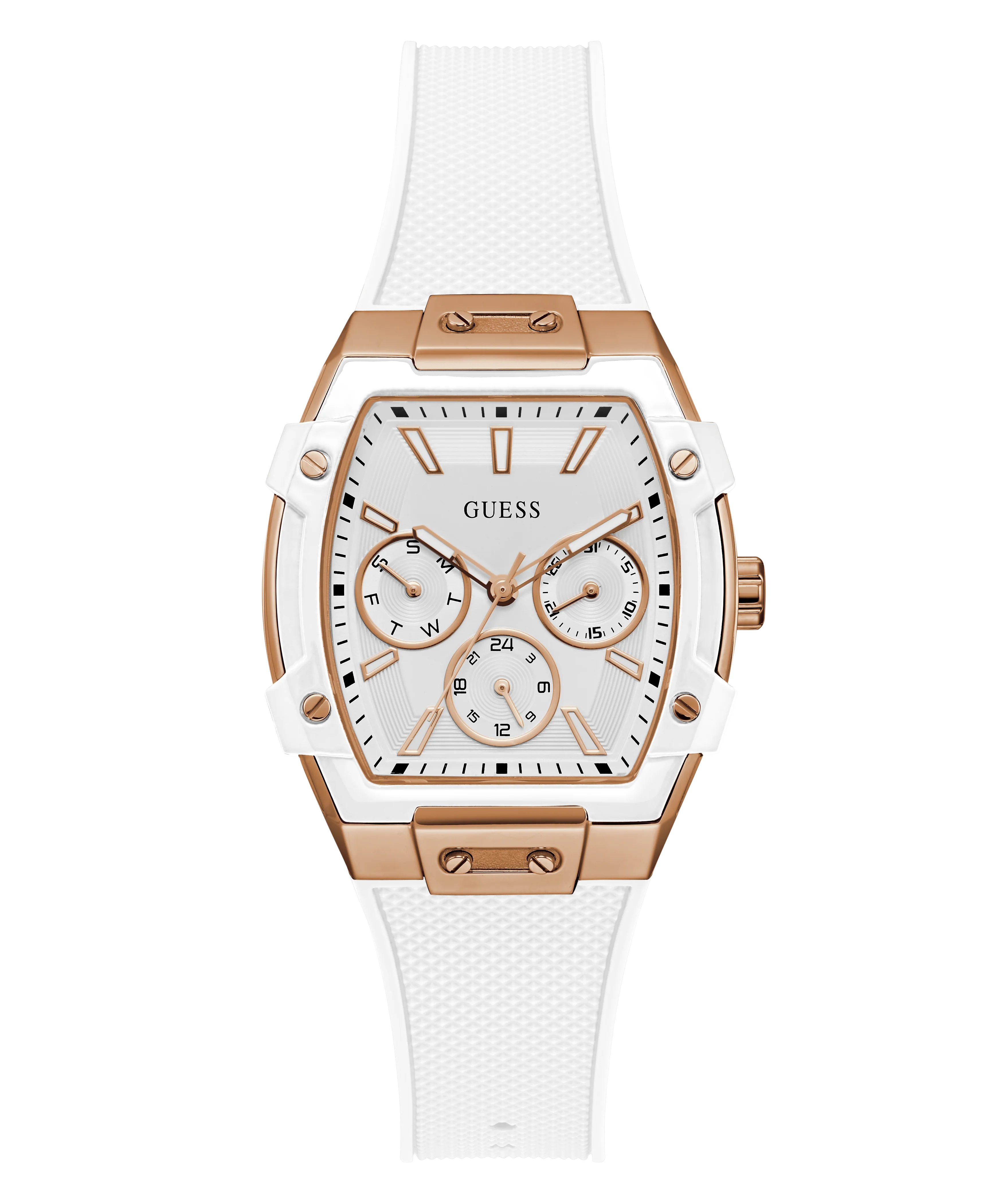GUESS Ladies White Rose Gold Tone Analog Watch - Image 6