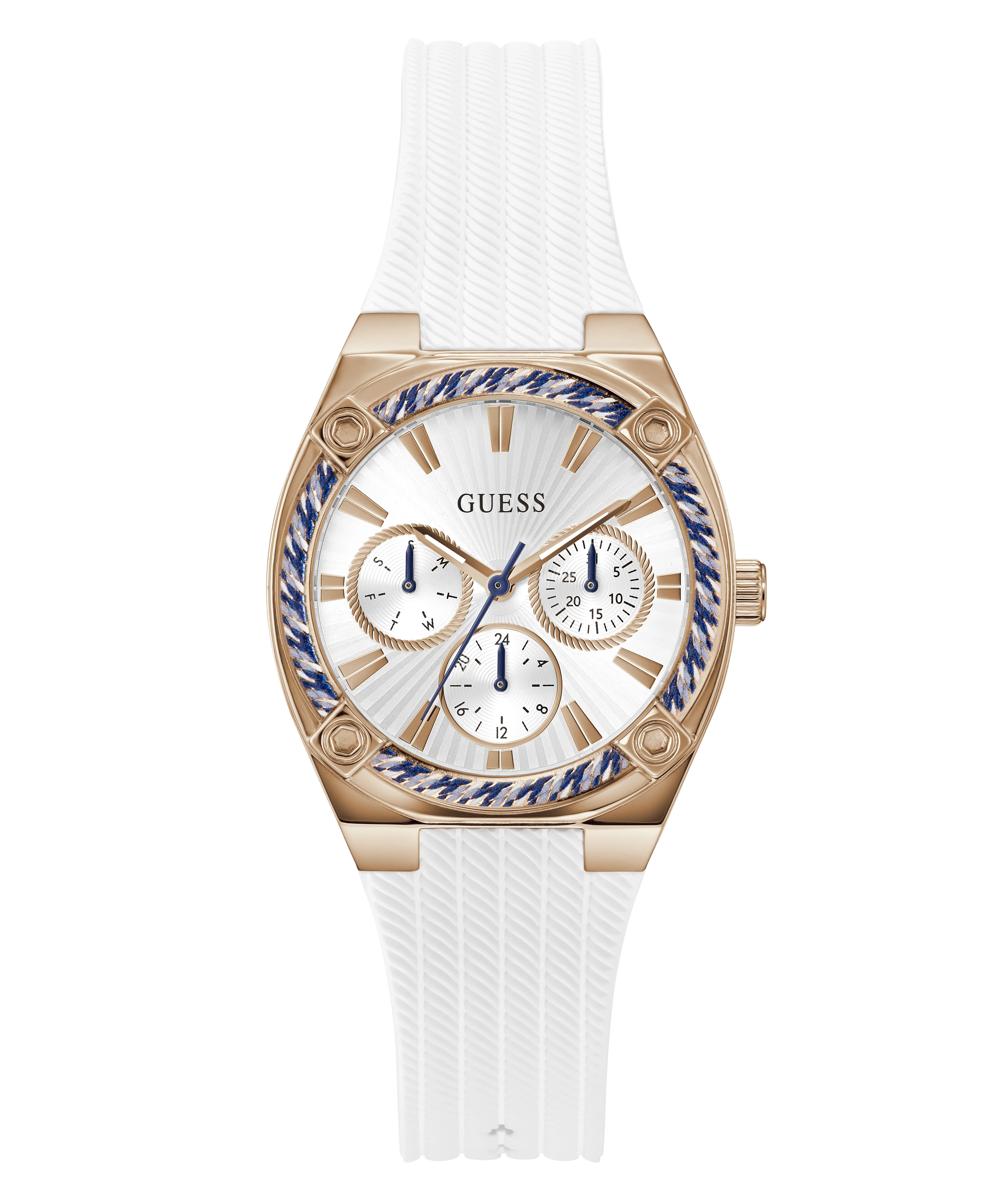 GUESS Ladies White Rose Gold Tone Analog Watch - Image 4