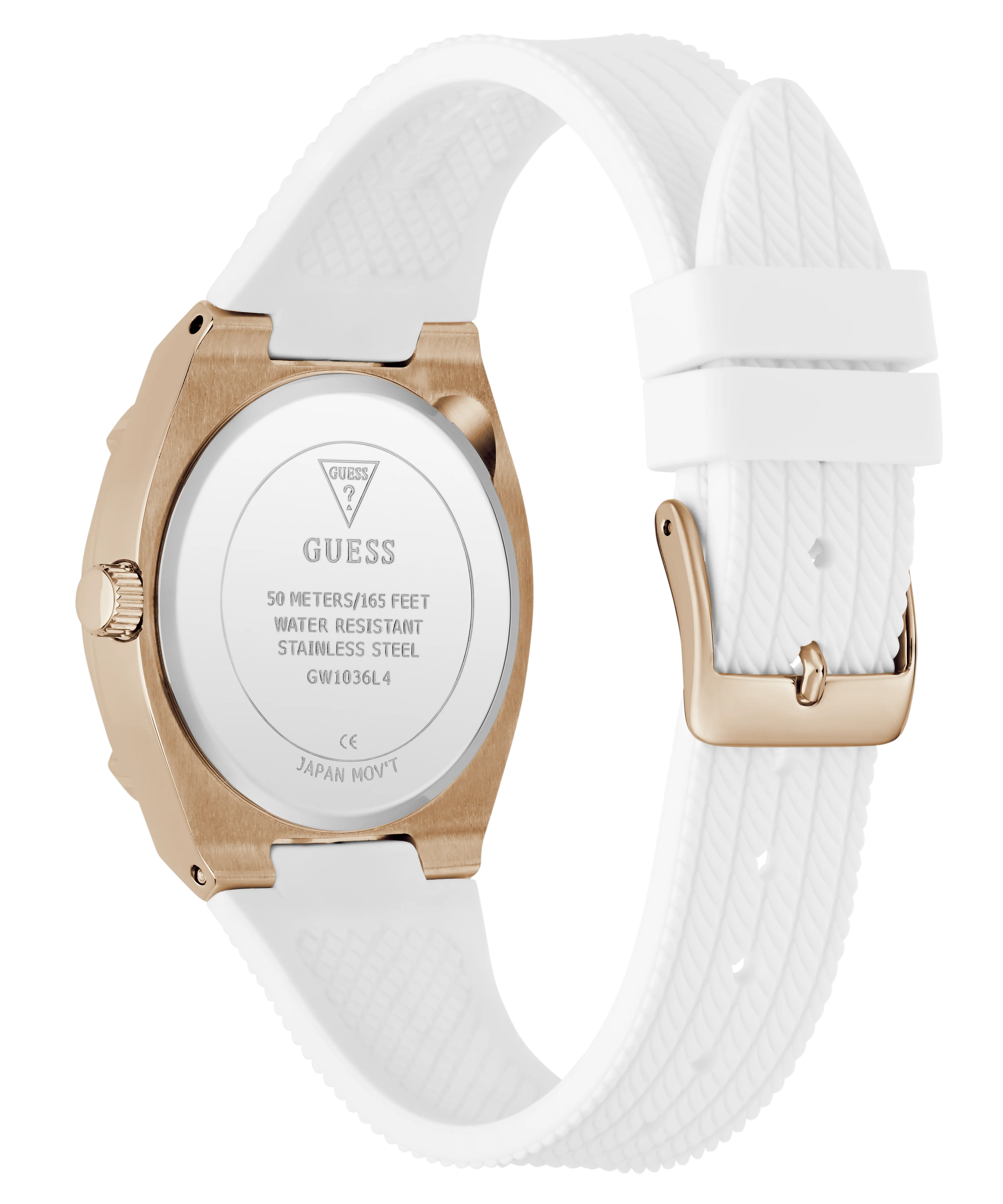 GUESS Ladies White Rose Gold Tone Analog Watch - Image 7