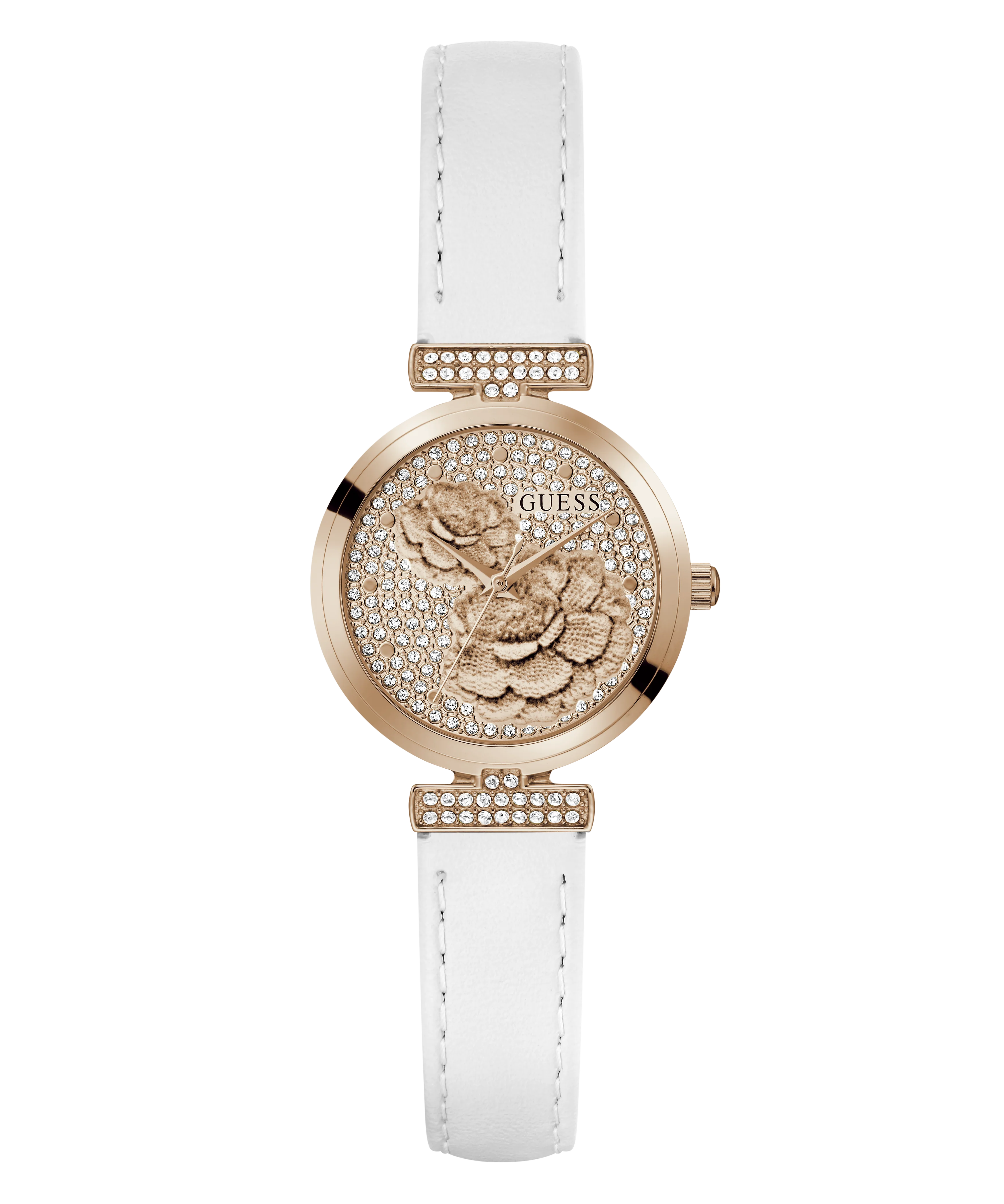 GUESS Ladies White Rose Gold Tone Analog Watch - Image 6