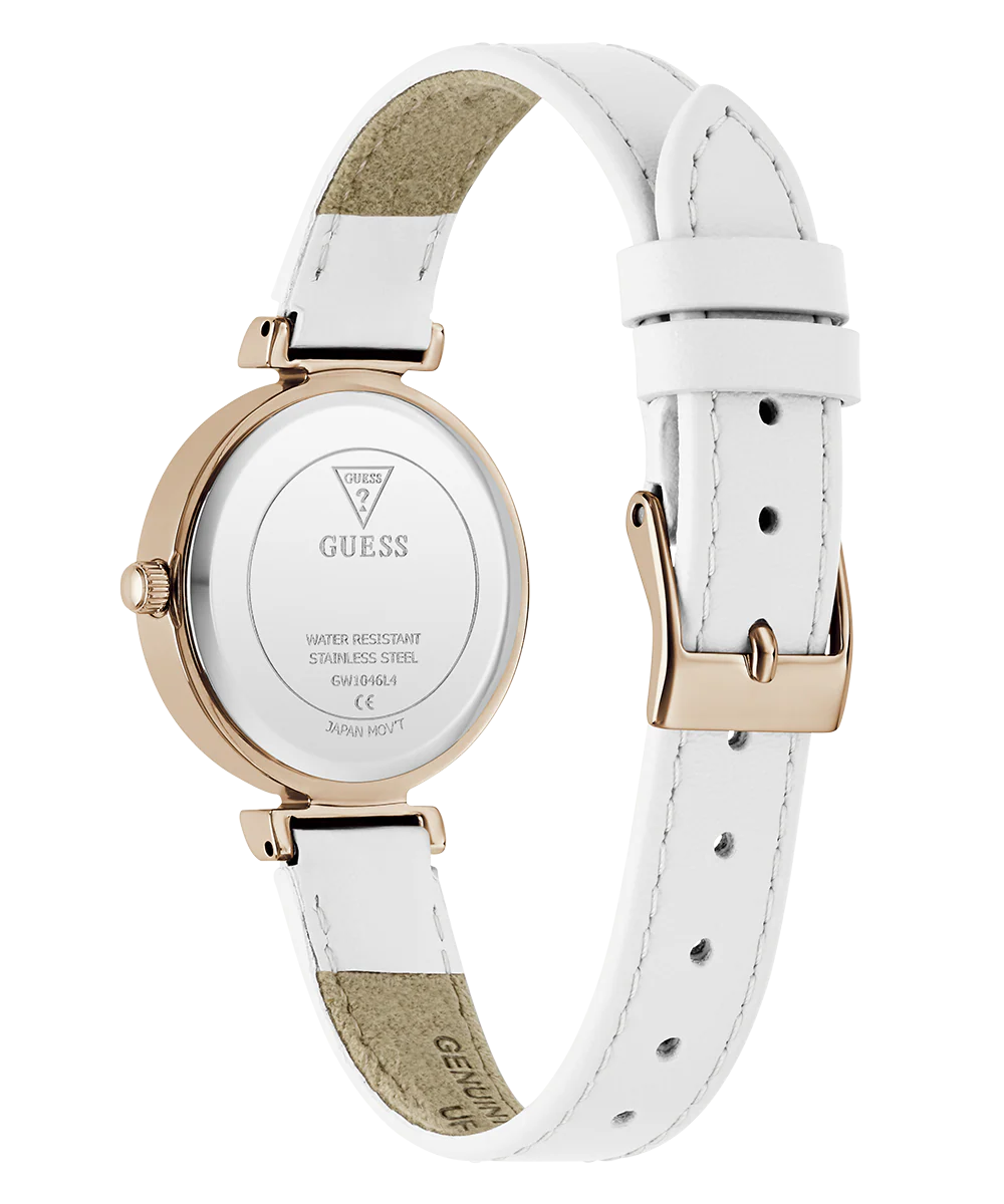 GUESS Ladies White Rose Gold Tone Analog Watch - Image 7