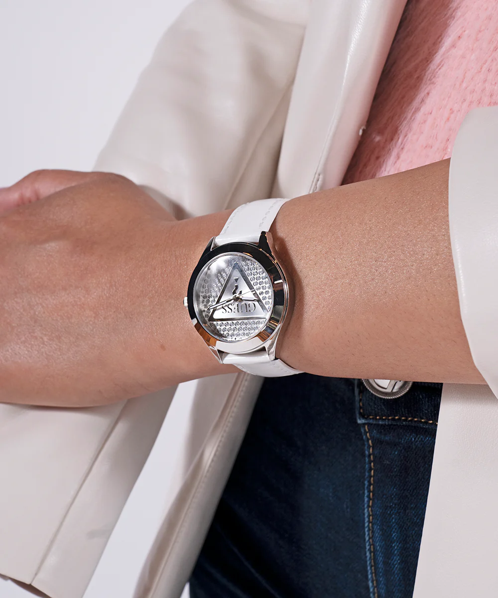GUESS Ladies White Silver Tone Analog Watch - Image 3