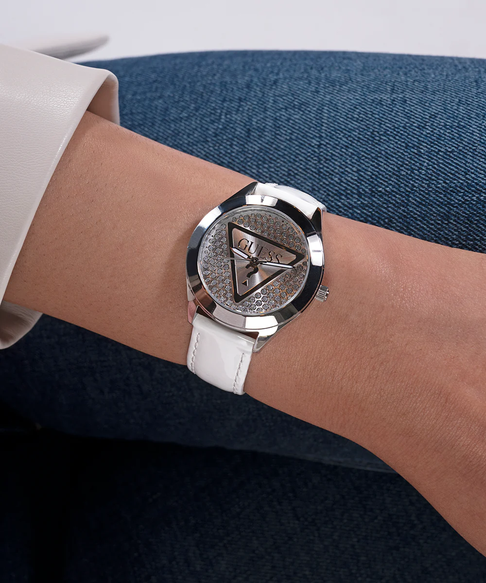 GUESS Ladies White Silver Tone Analog Watch - Image 4