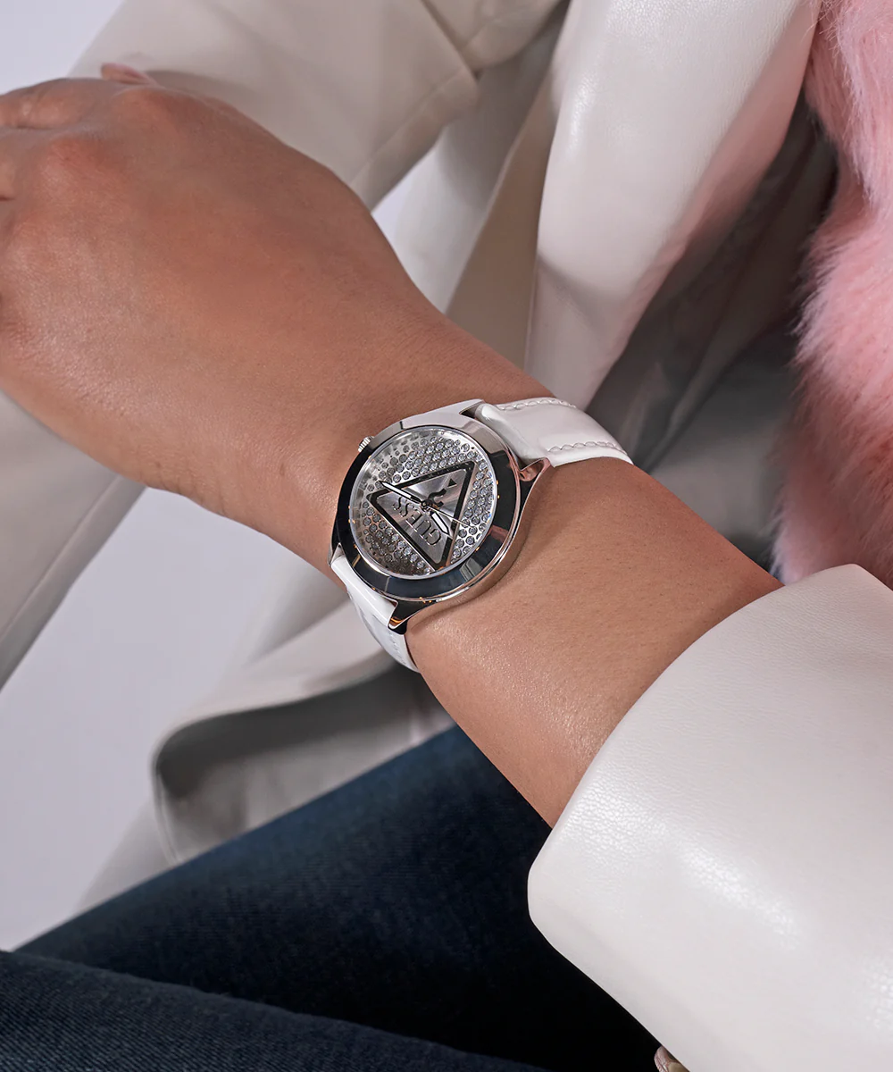 GUESS Ladies White Silver Tone Analog Watch - Image 6