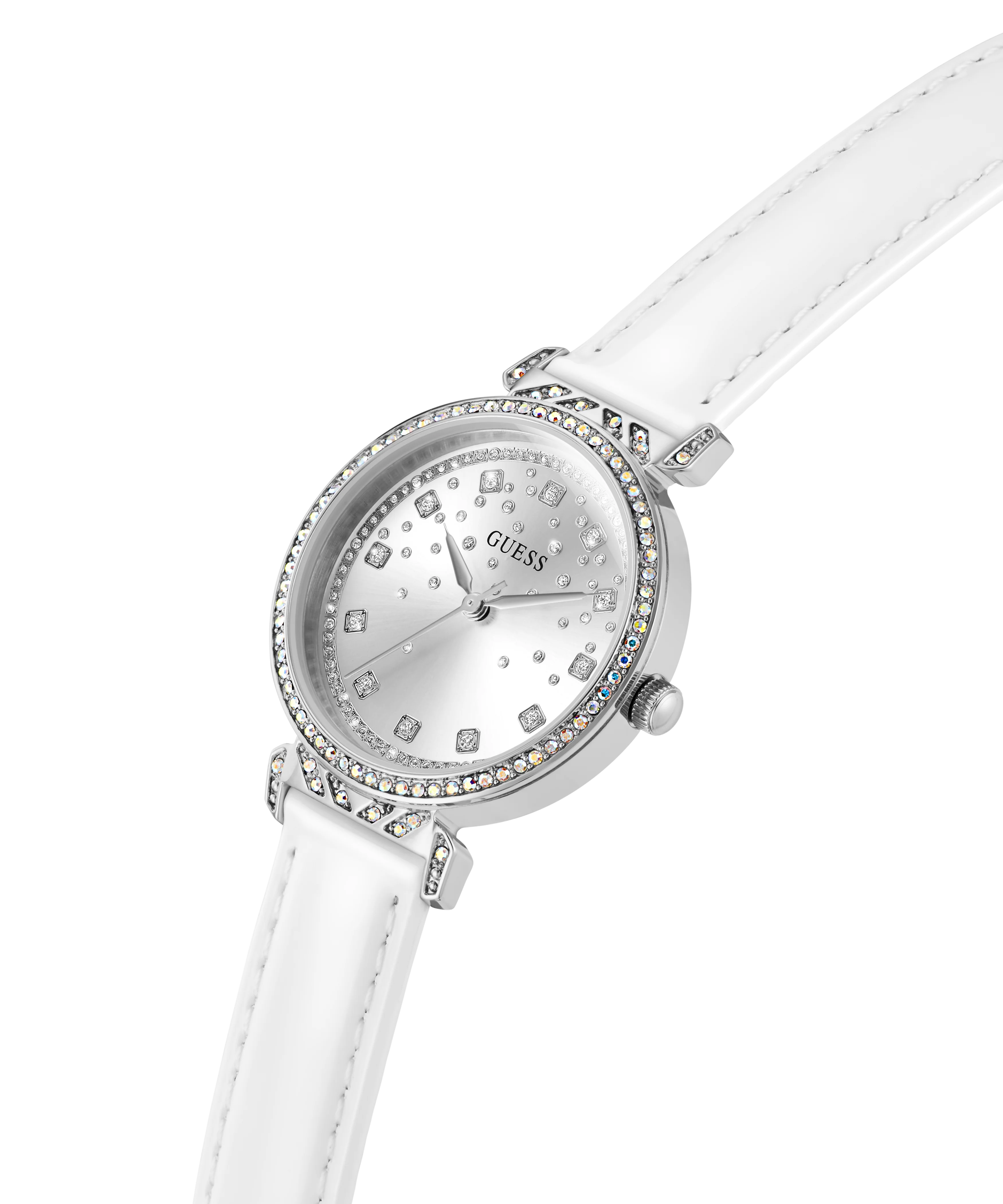 GUESS Ladies White Silver Tone Analog Watch - Image 2