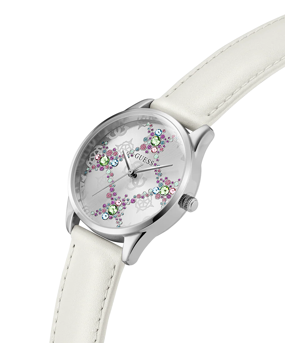 GUESS Ladies White Silver Tone Analog Watch - Image 2