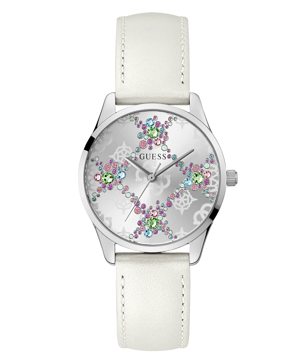 GUESS Ladies White Silver Tone Analog Watch - Image 4