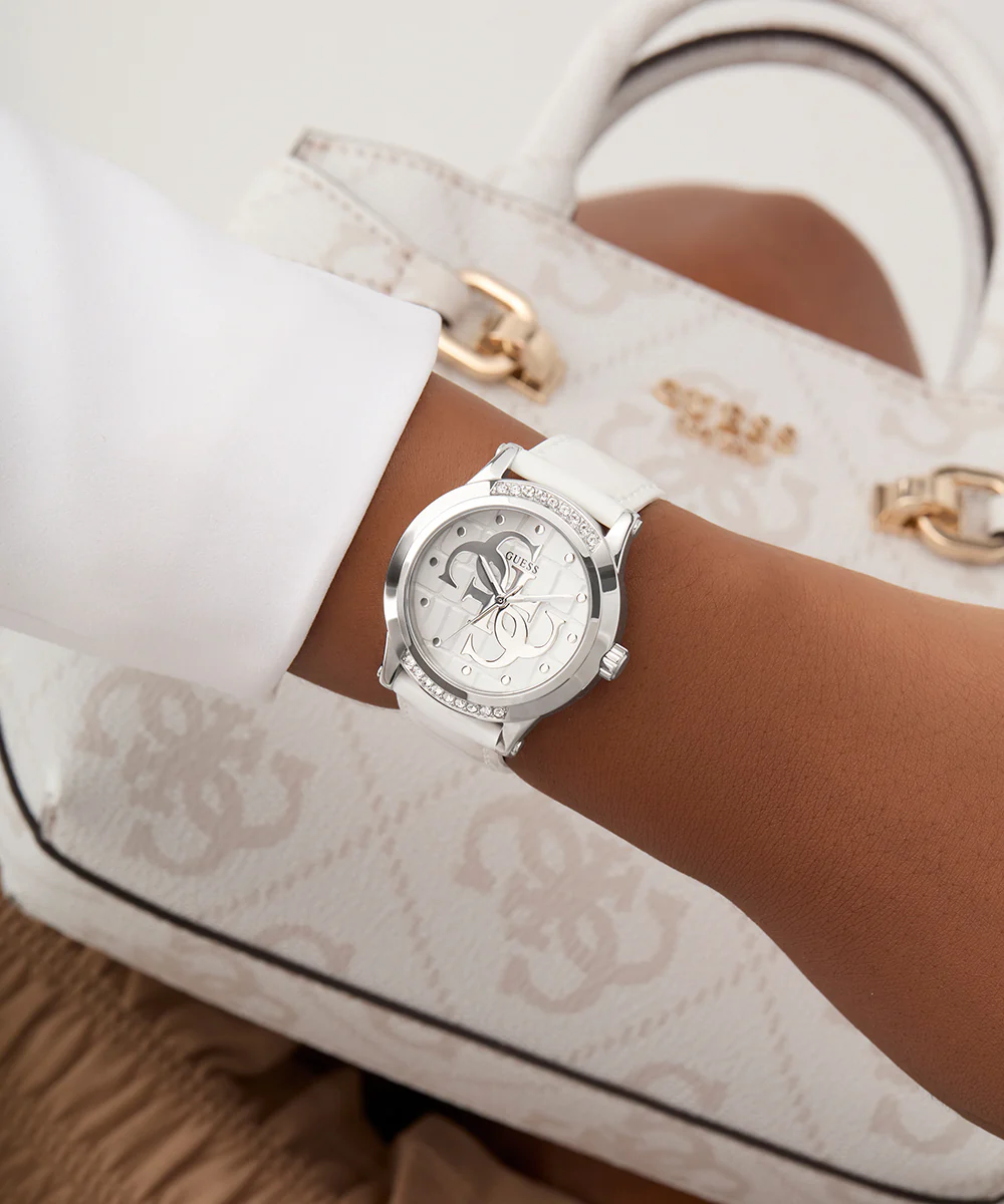 GUESS Ladies White Silver Tone Analog Watch - Image 5