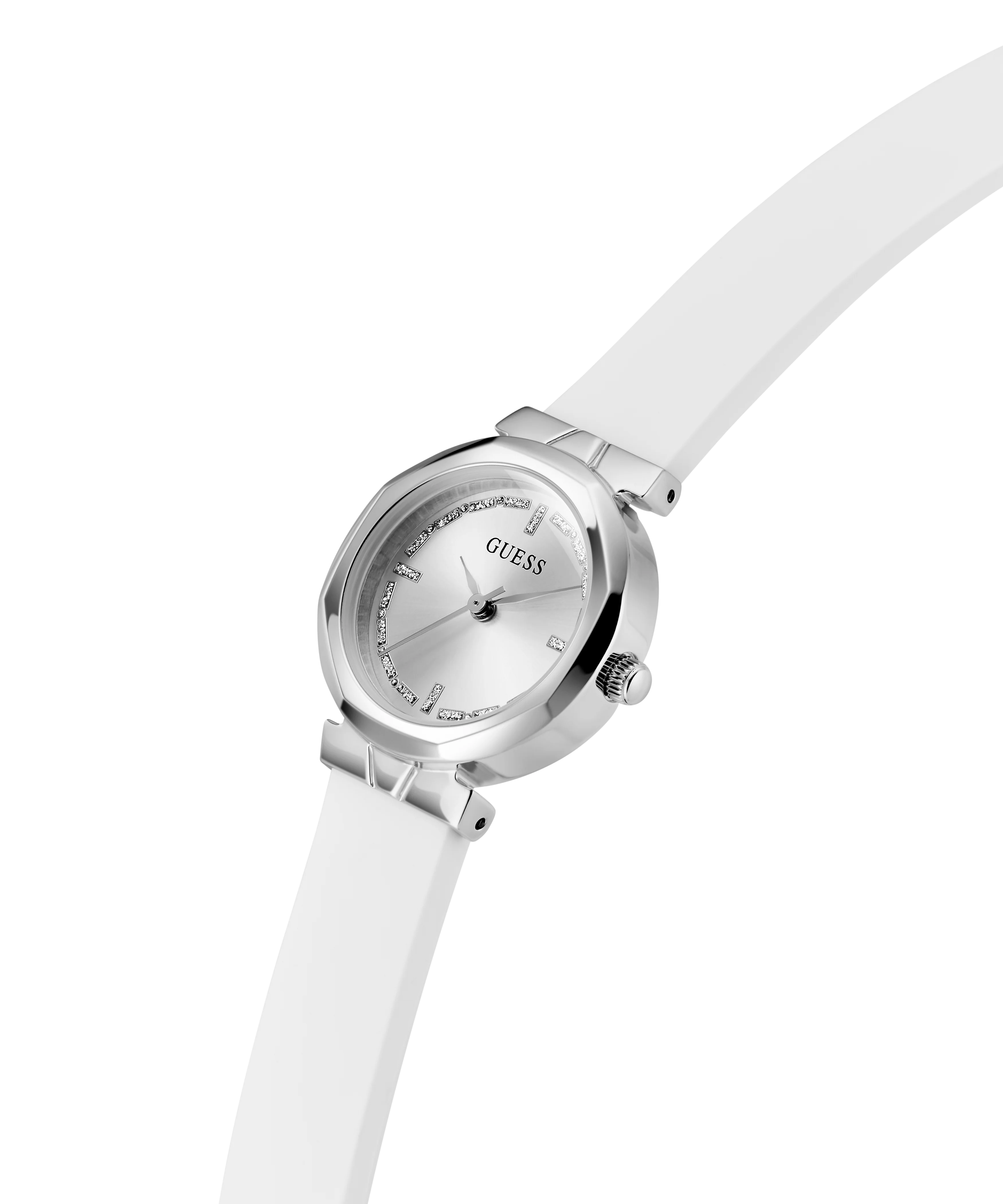 GUESS Ladies White Silver Tone Analog Watch - Image 3