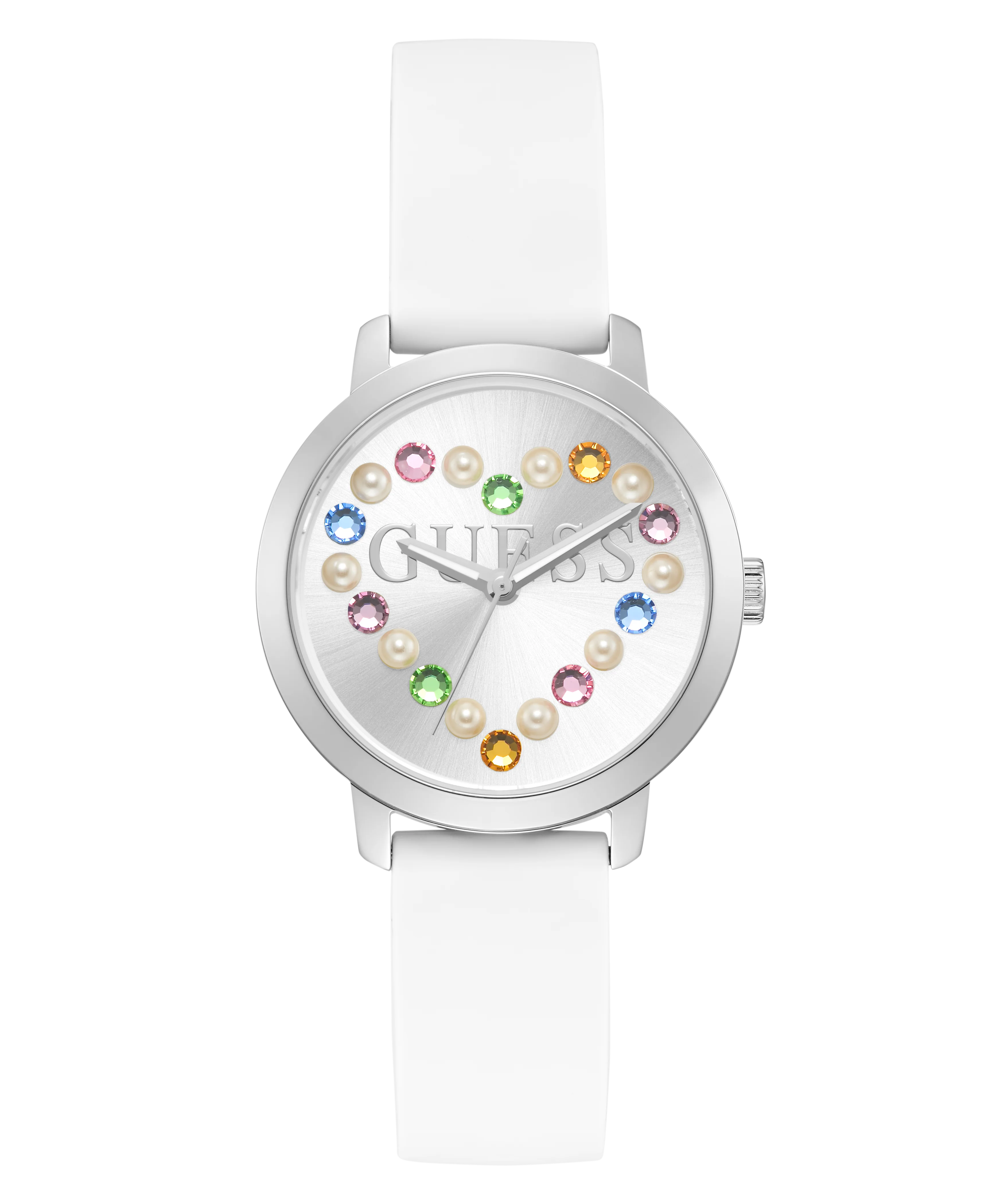 GUESS Ladies White Silver Tone Analog Watch - Image 6