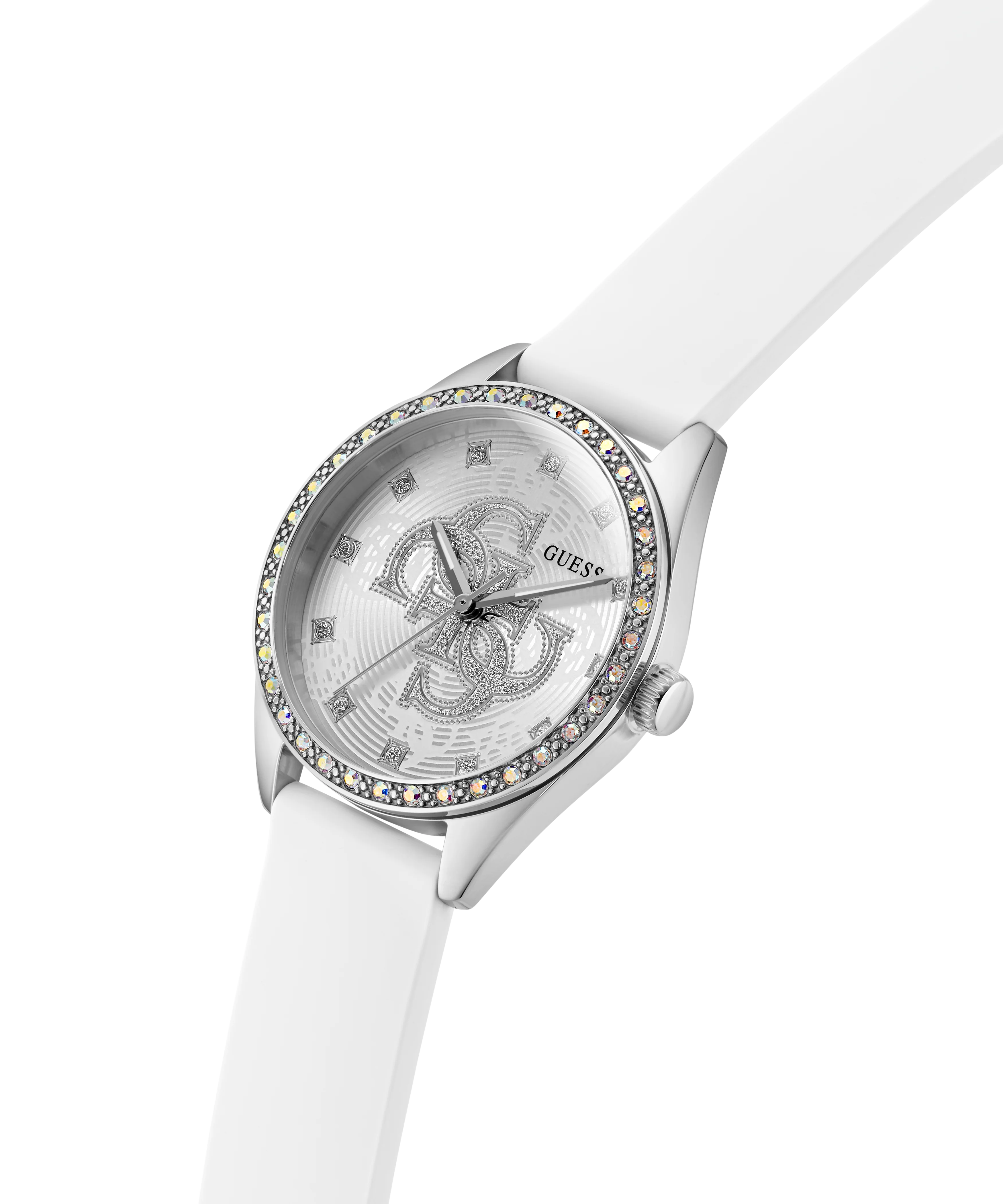 GUESS Ladies White Silver Tone Analog Watch - Image 2