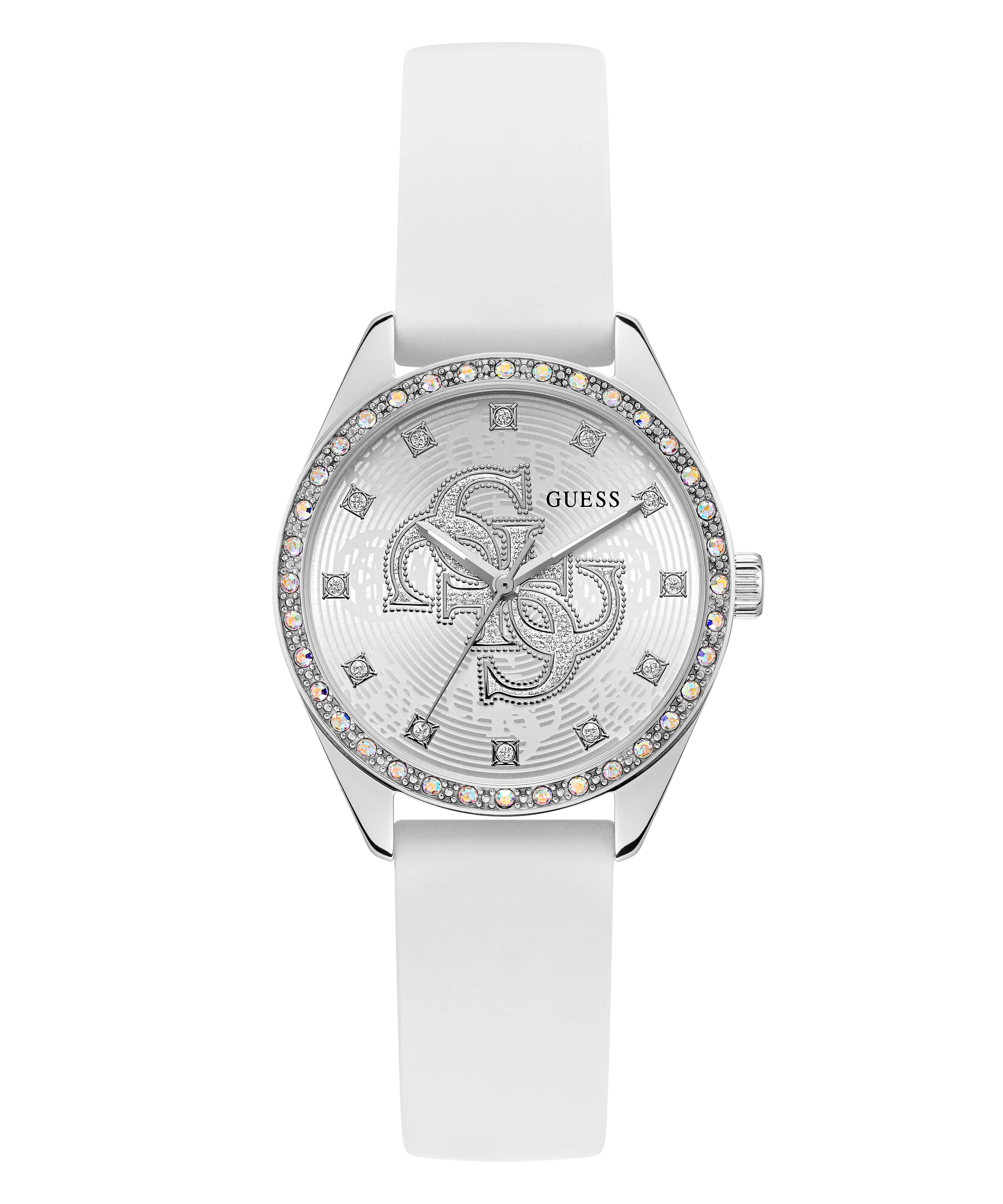 GUESS Ladies White Silver Tone Analog Watch - Image 4
