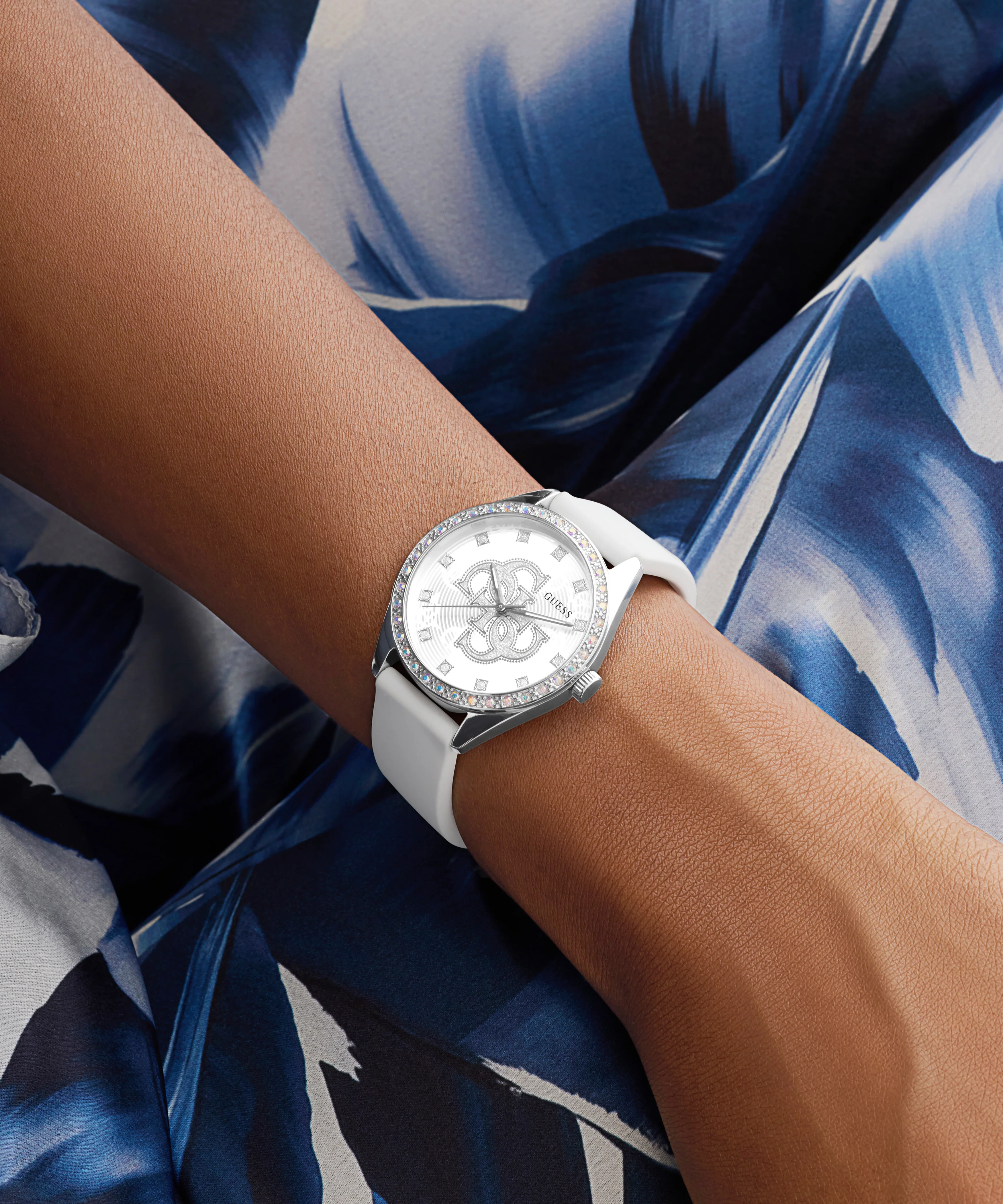GUESS Ladies White Silver Tone Analog Watch - Image 5