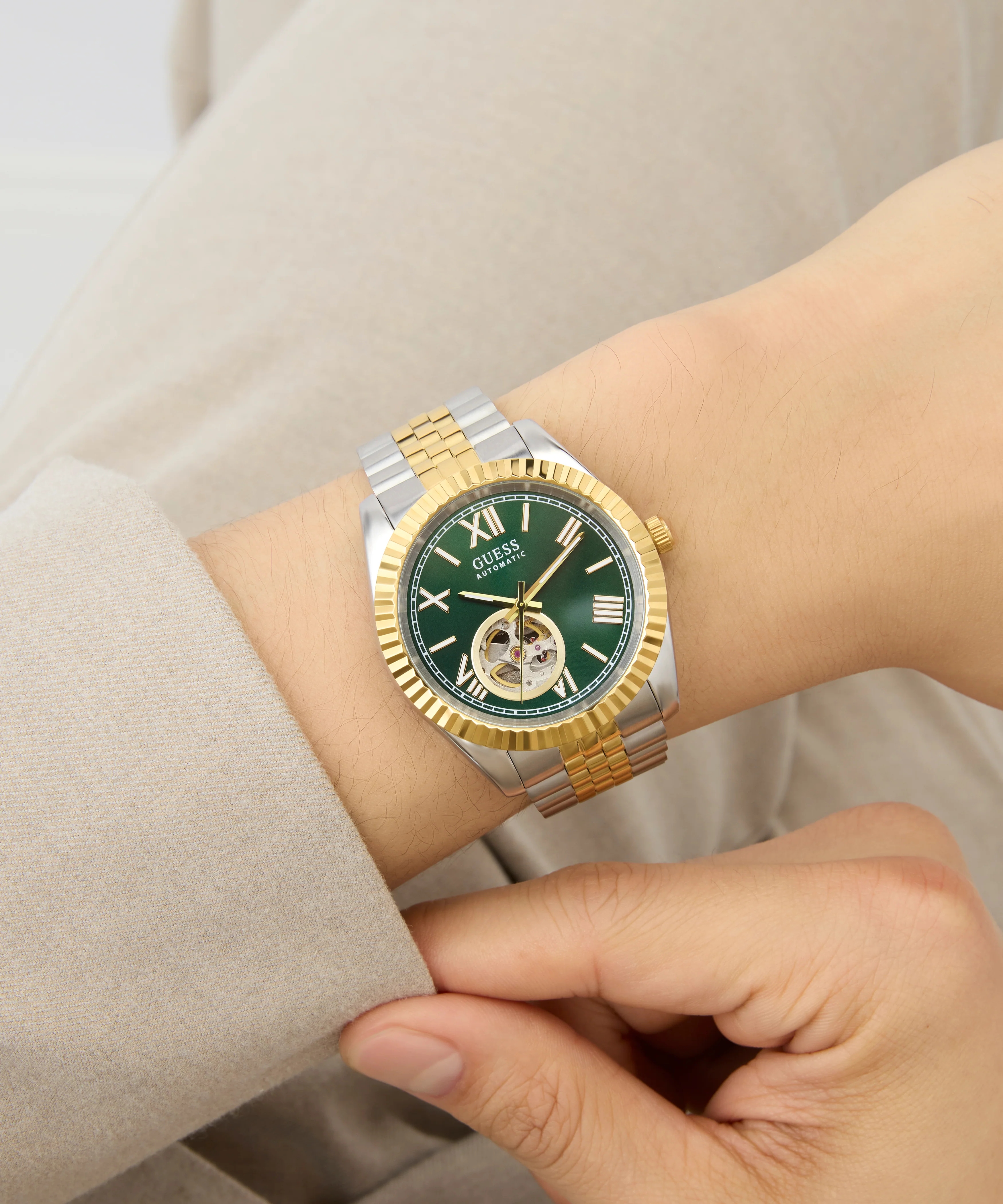 GUESS Mens 2-Tone Automatic Watch - Image 5
