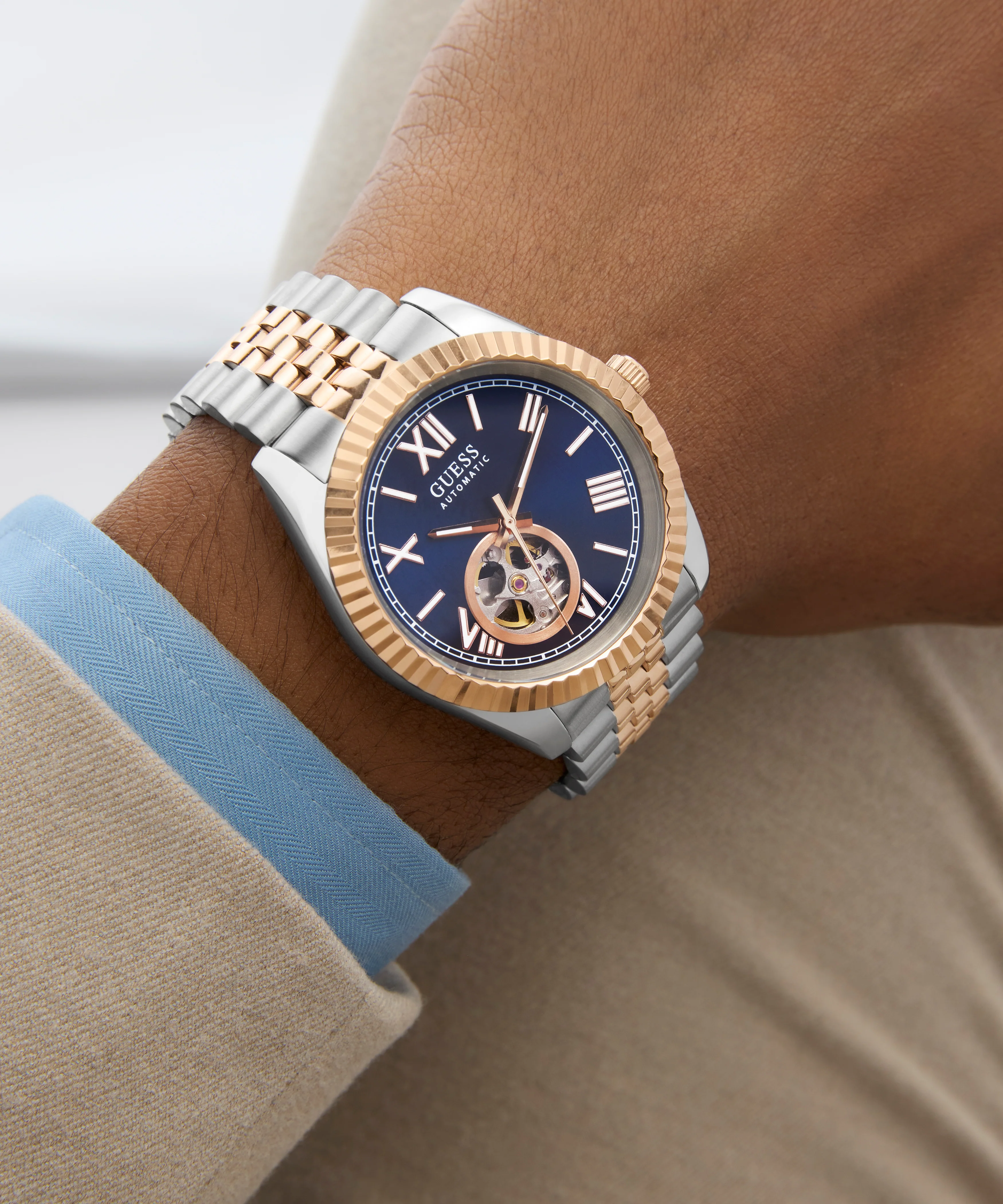 GUESS Mens 2-Tone Automatic Watch - Image 5