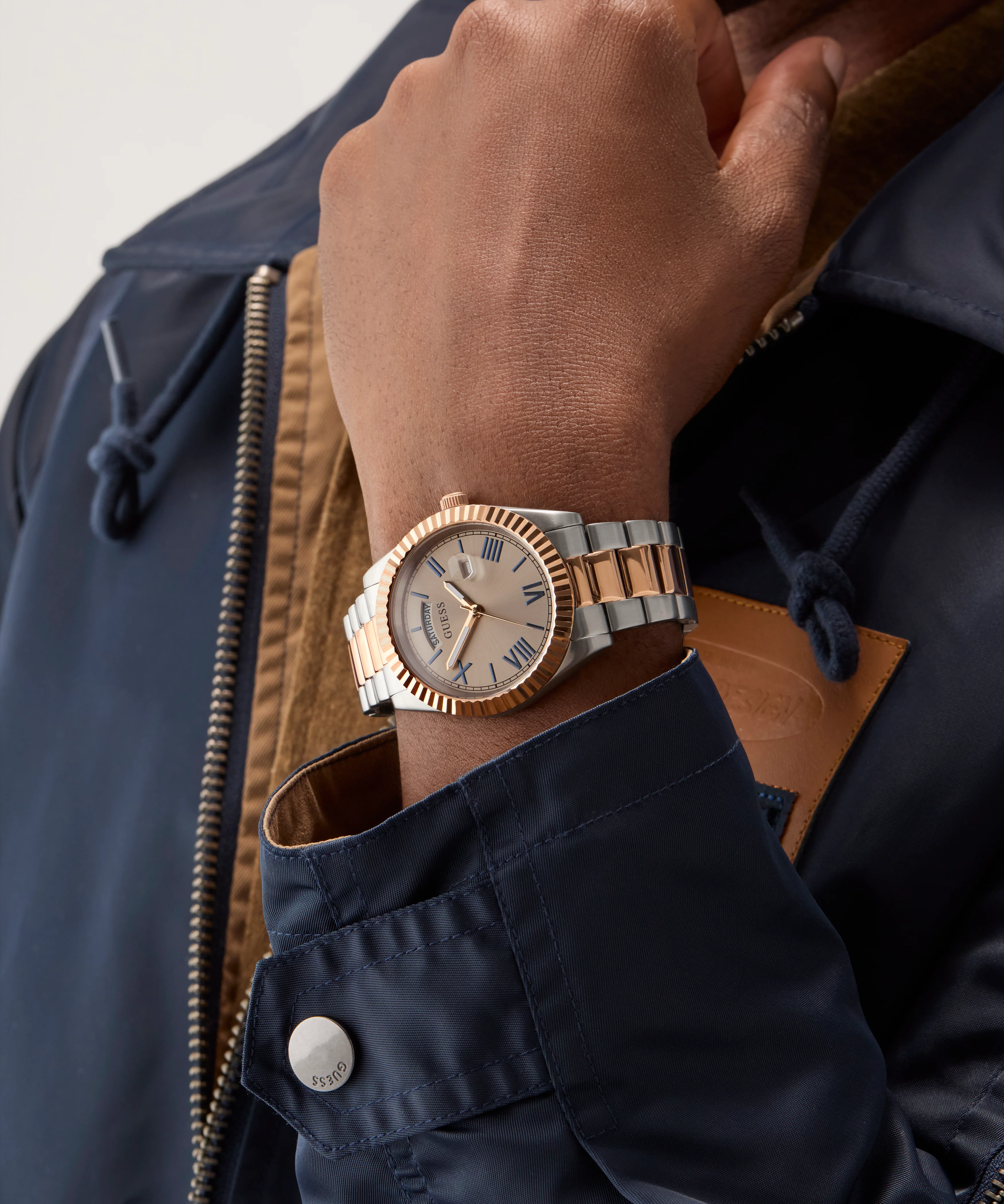 GUESS Mens 2-Tone Day/Date Watch - Image 3