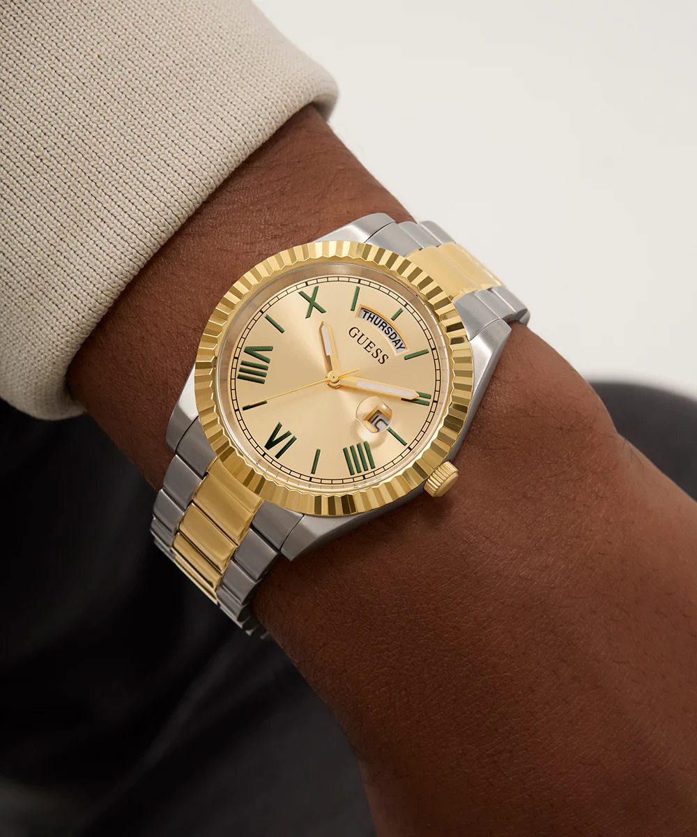 GUESS Mens 2-Tone Day/Date Watch - Image 3