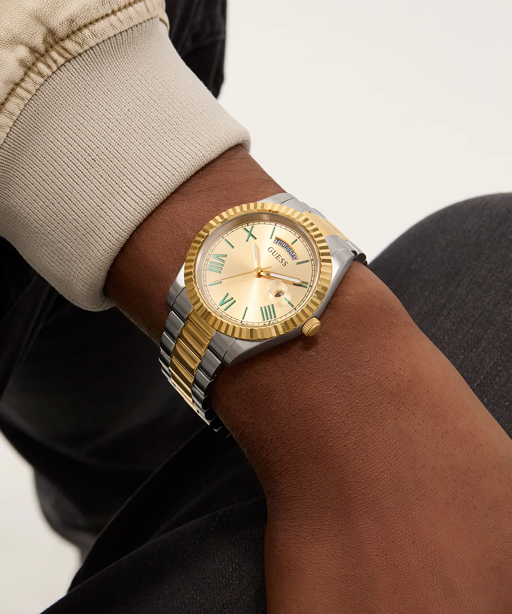 GUESS Mens 2-Tone Day/Date Watch - Image 6
