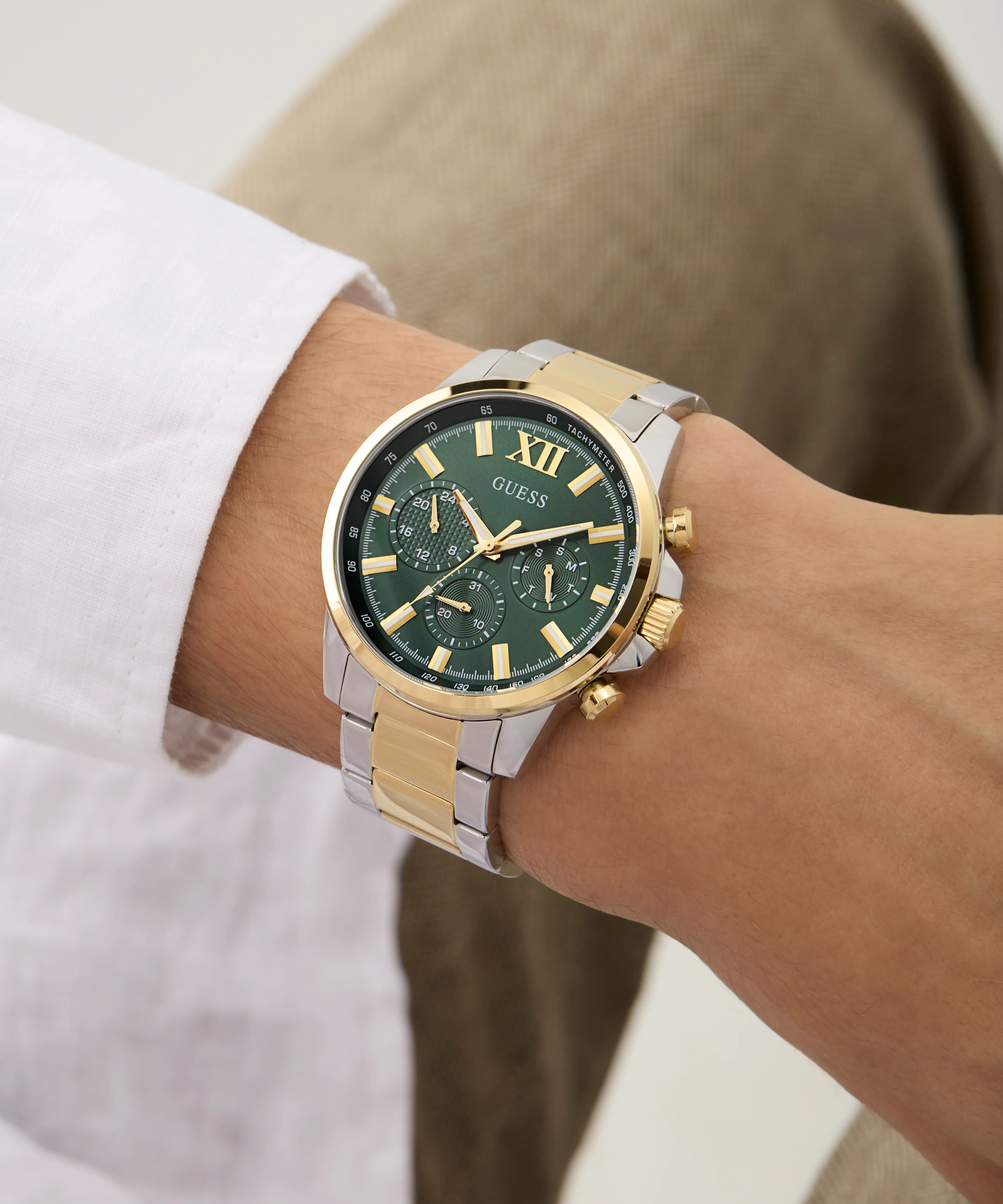 GUESS Mens 2-Tone Multi-function Watch - Image 7