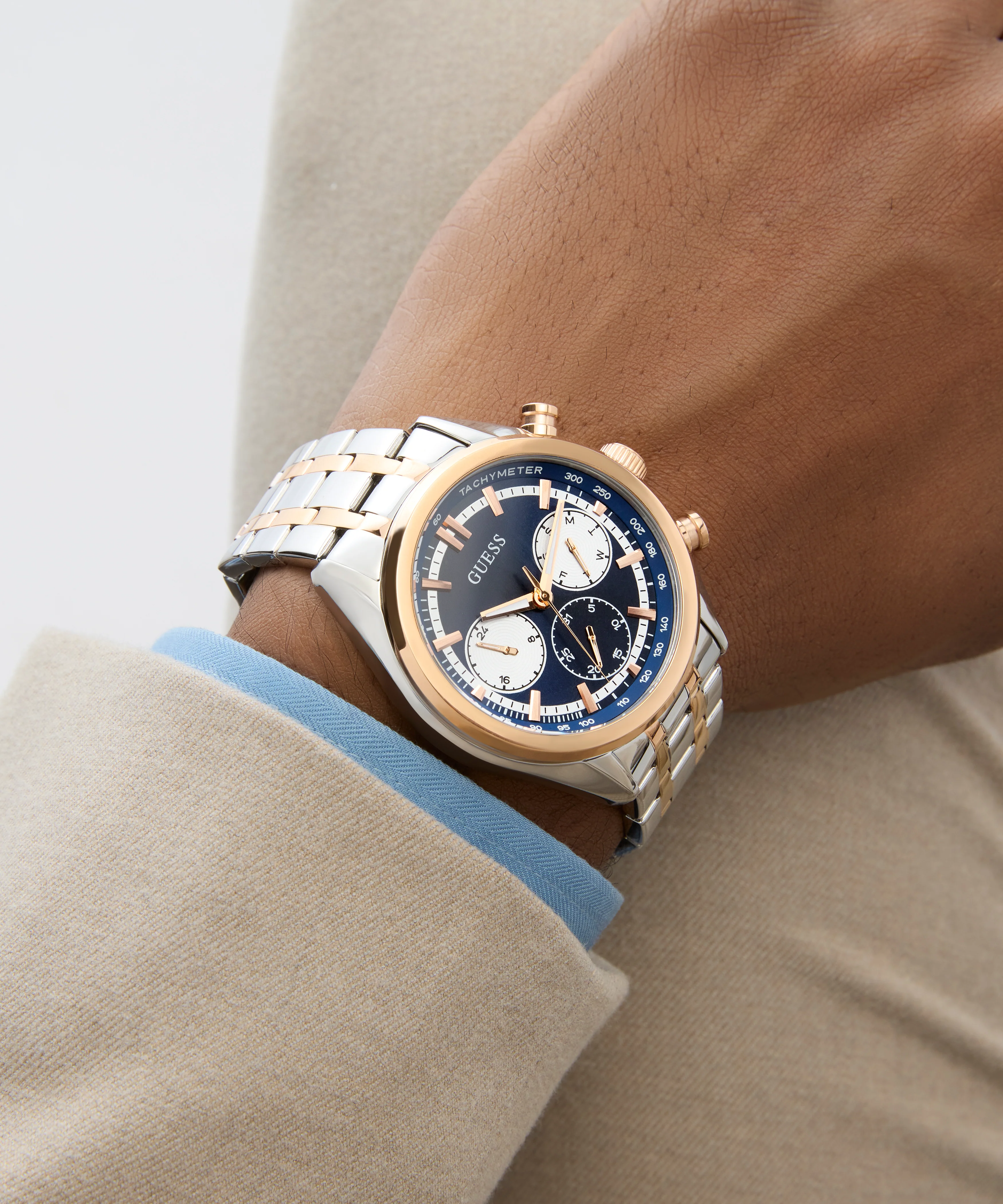 GUESS Mens 2-Tone Multi-function Watch - Image 4