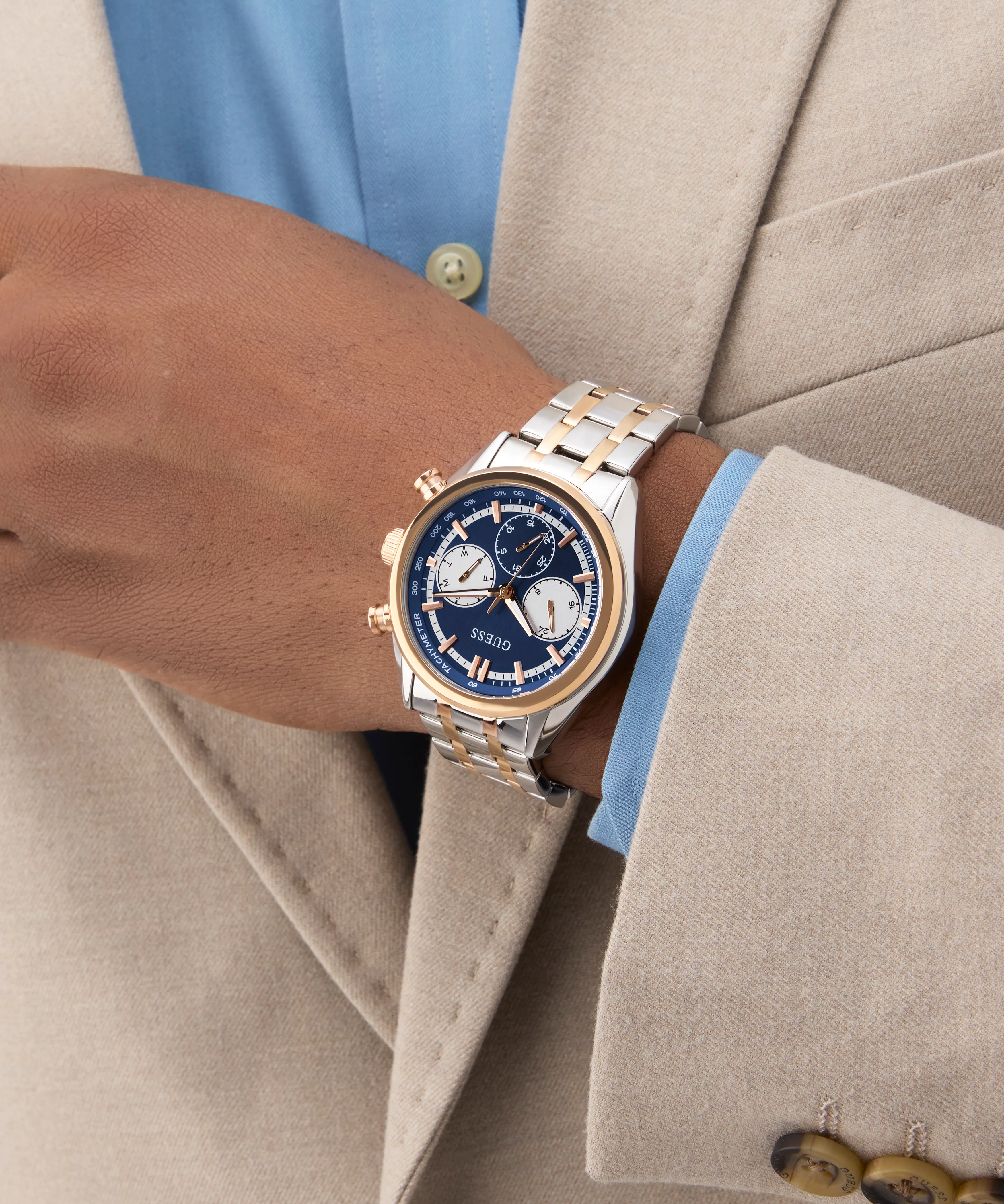 GUESS Mens 2-Tone Multi-function Watch - Image 5