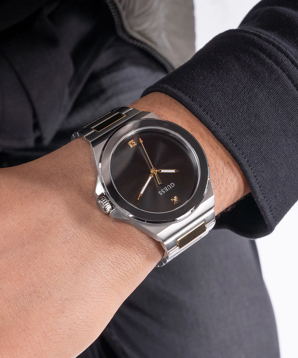 GUESS Mens 2-Tone Silver Tone Analog Watch - Image 5