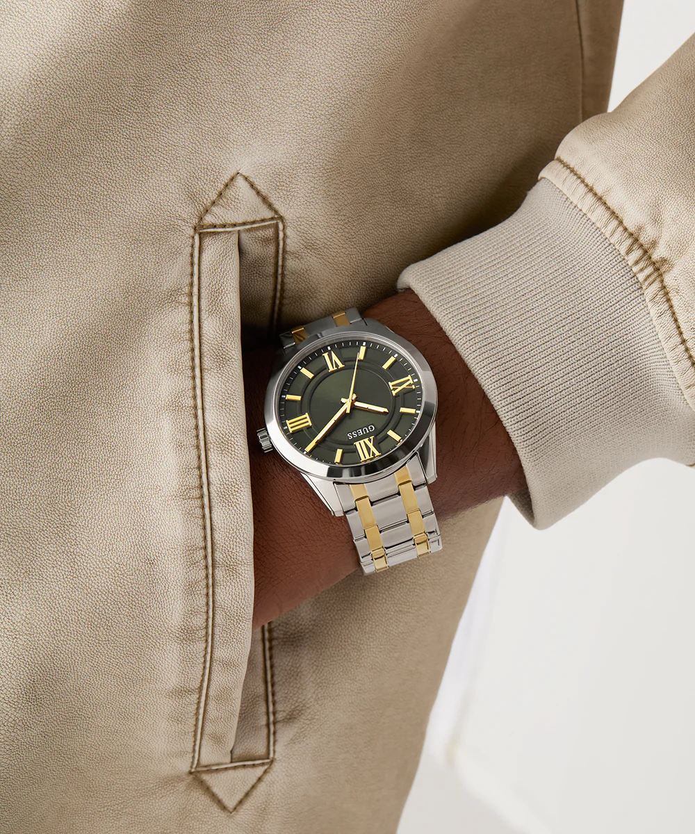 GUESS Mens 2-Tone Silver Tone Analog Watch - Image 3