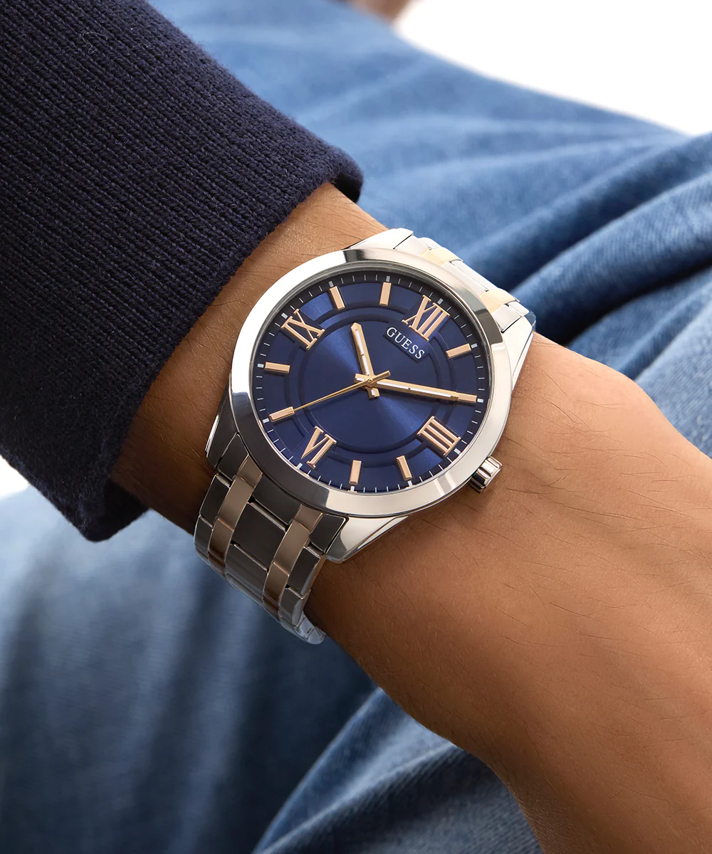 GUESS Mens 2-Tone Silver Tone Analog Watch - Image 3