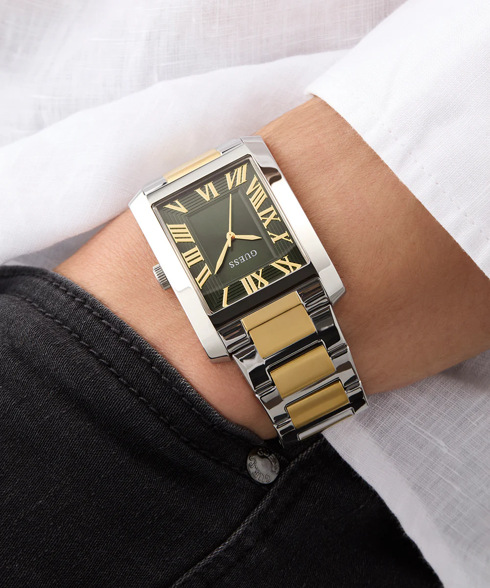 GUESS Mens 2-Tone Silver Tone Analog Watch - Image 2