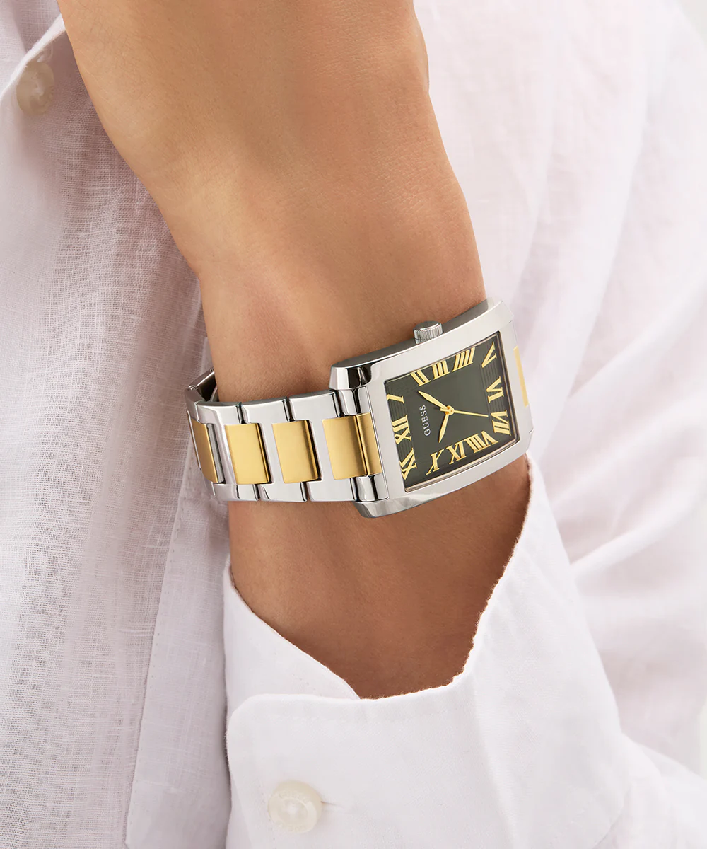 GUESS Mens 2-Tone Silver Tone Analog Watch - Image 6