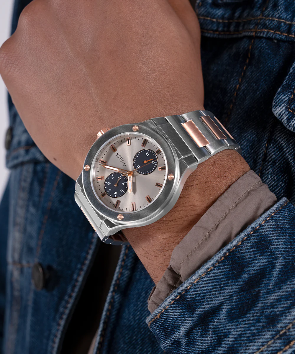 GUESS Mens 2-Tone Silver Tone Multi-function Watch - Image 5