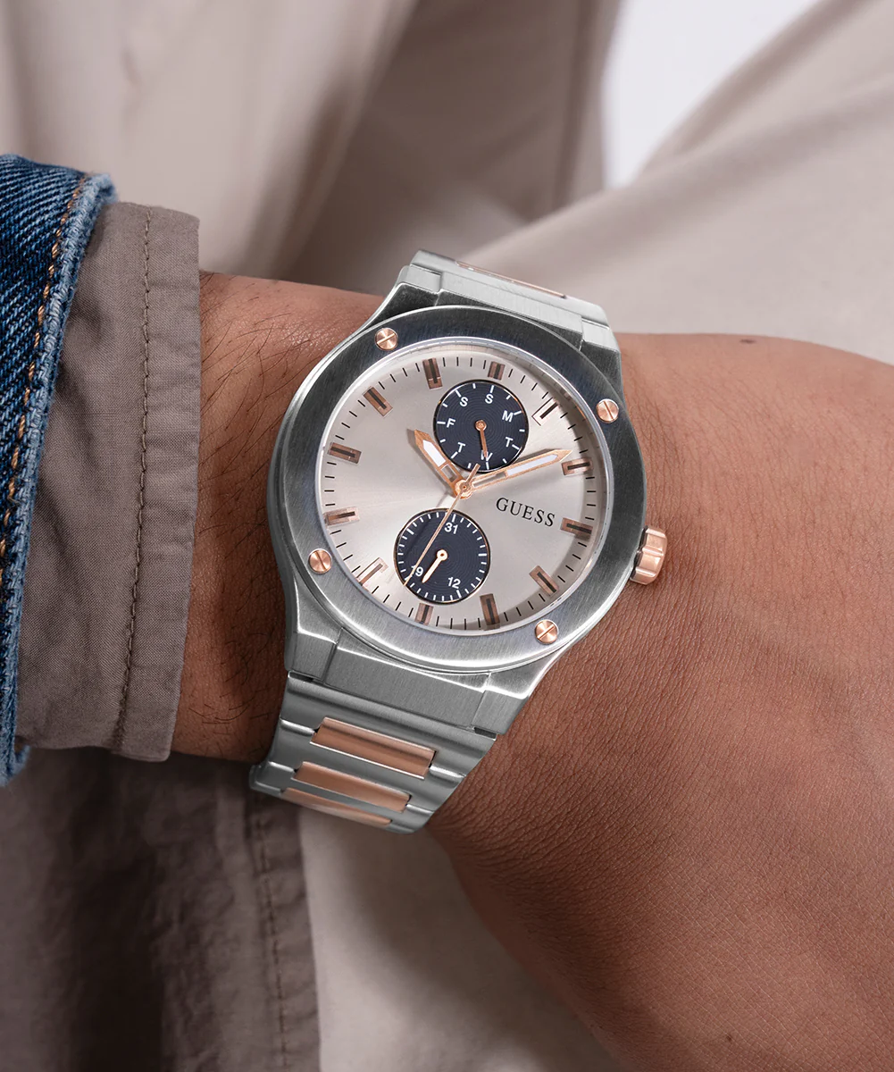 GUESS Mens 2-Tone Silver Tone Multi-function Watch - Image 6