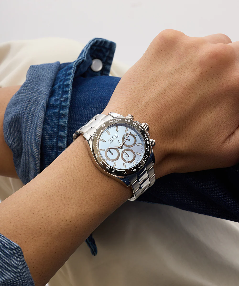 GUESS Mens Arthur Silver Tone Analog Watch - Image 6