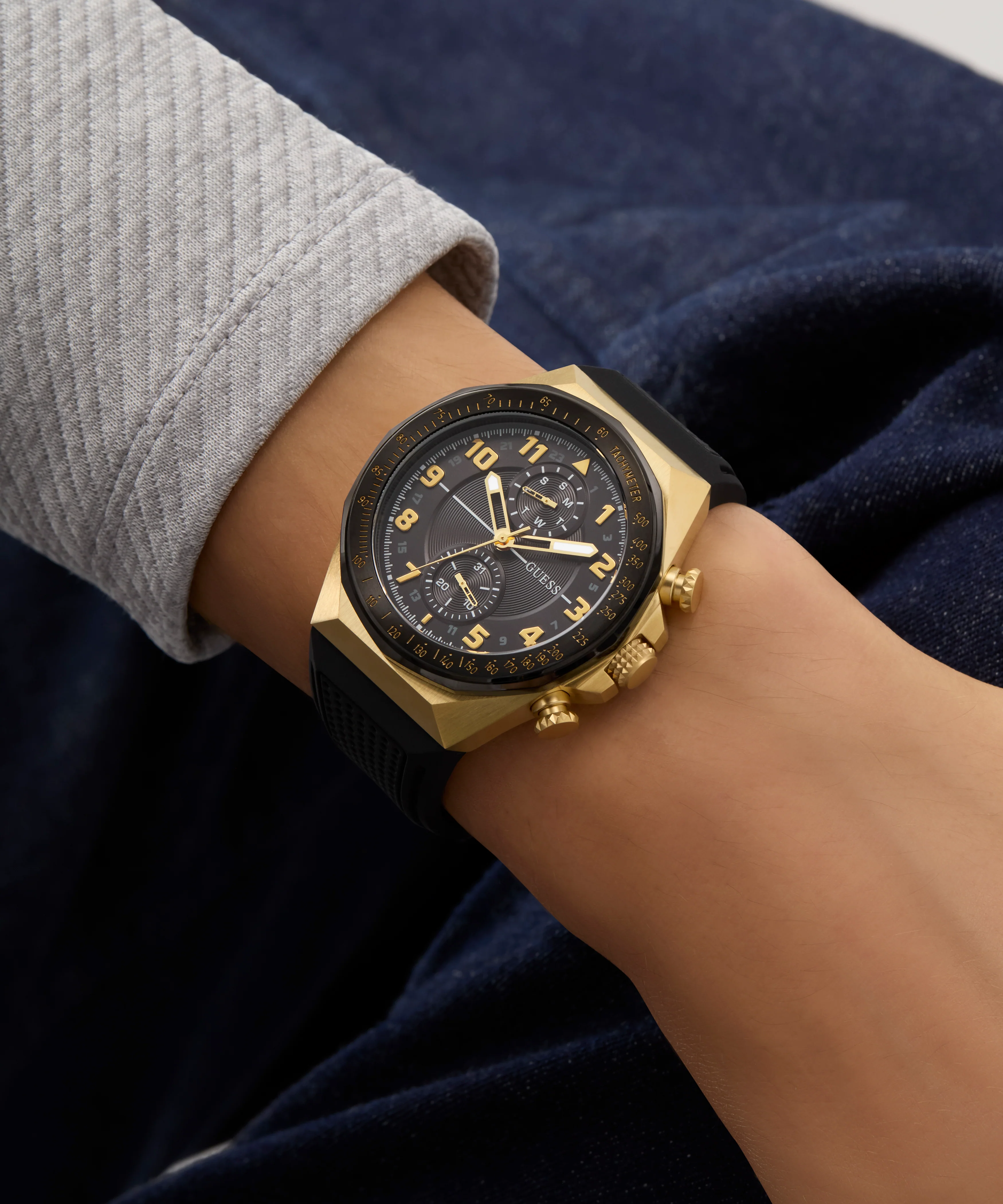 GUESS Mens Black 2-Tone Multi-function Watch - Image 6