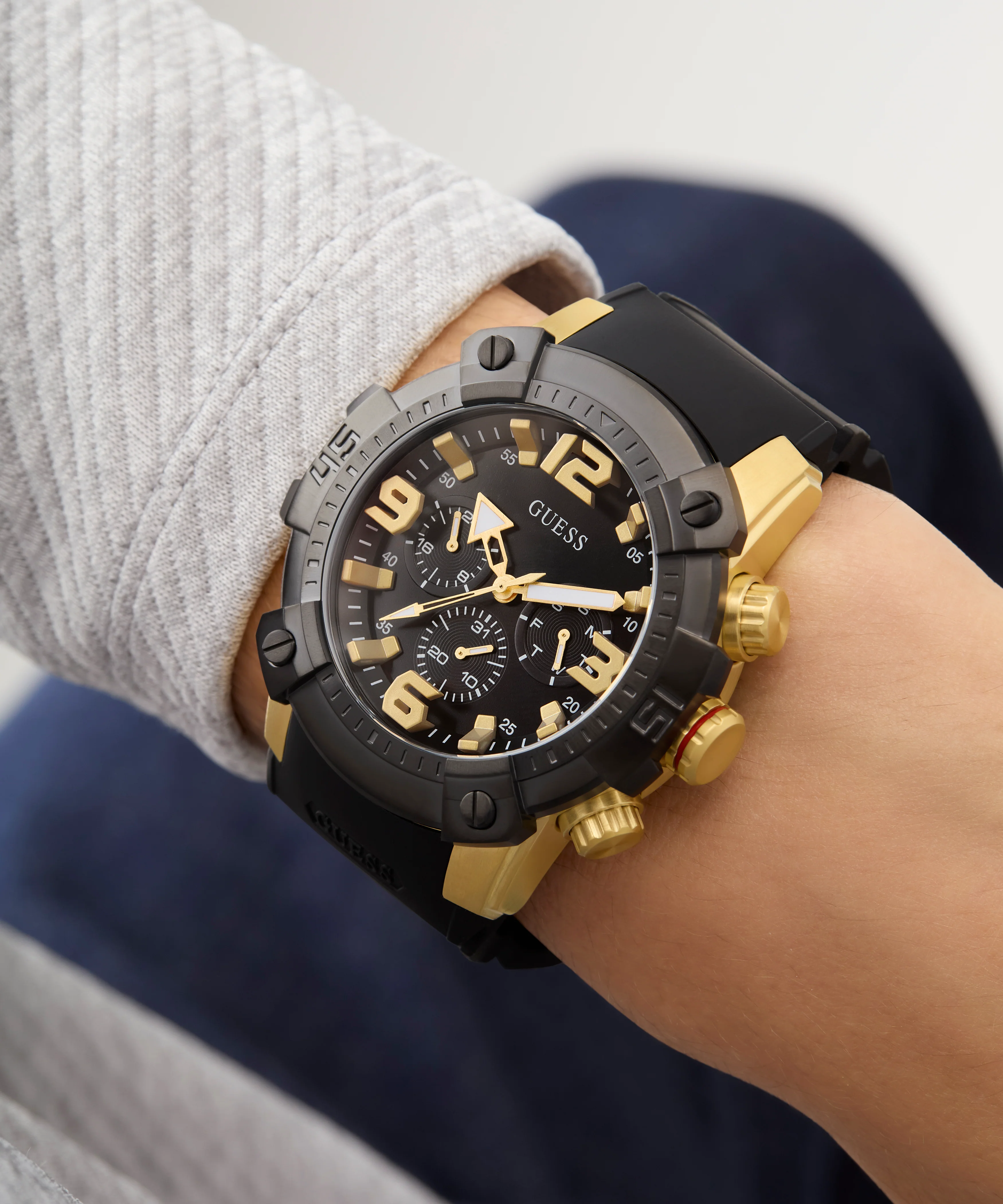 GUESS Mens Black 2-Tone Multi-function Watch - Image 6