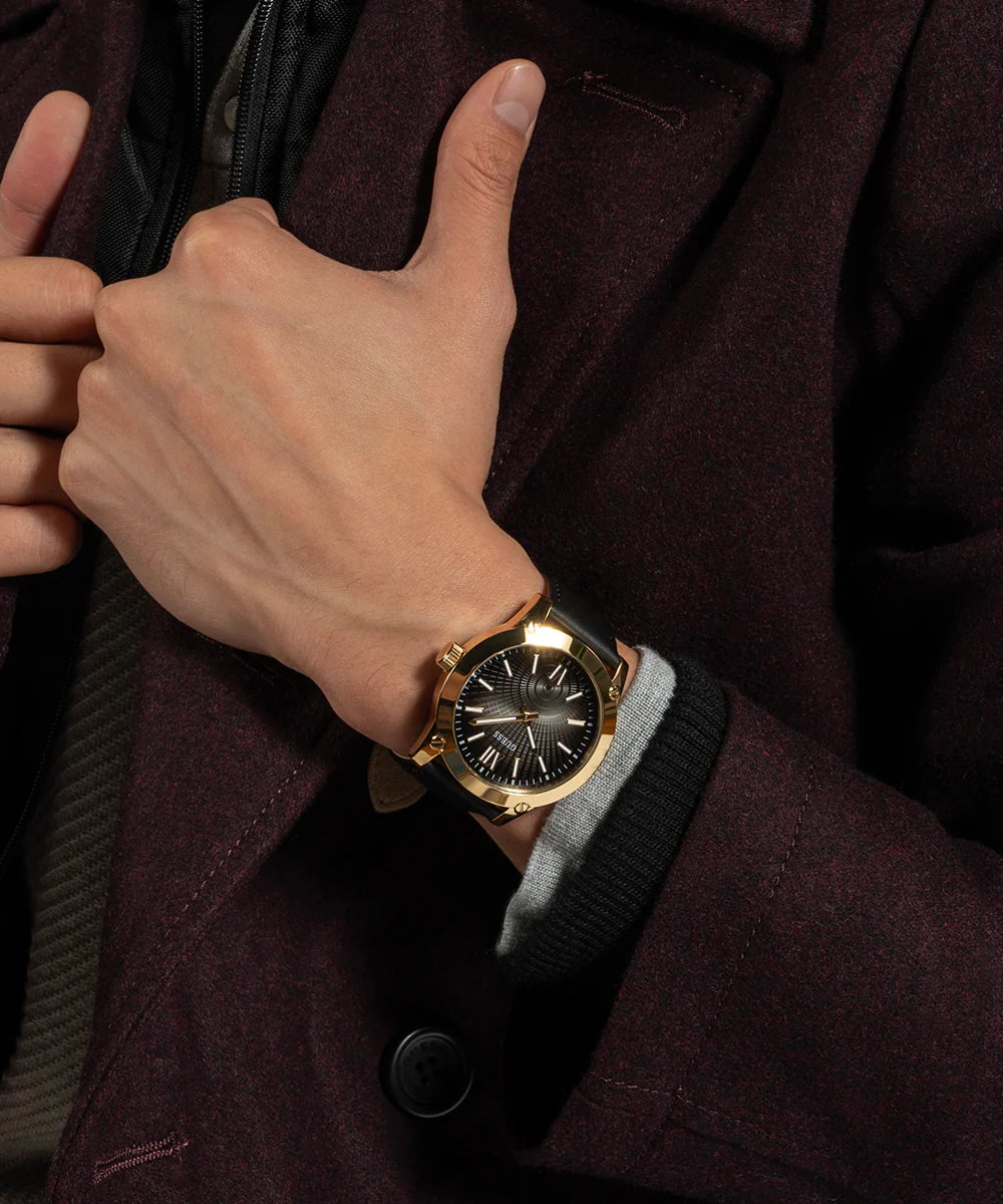 GUESS Mens Black Gold Analog Watch - Image 3