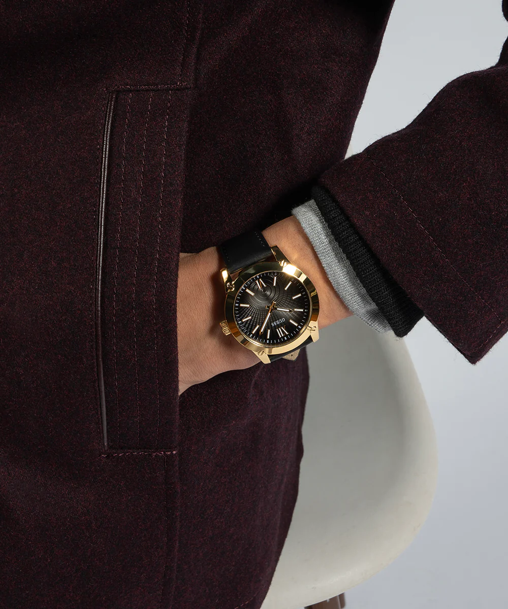GUESS Mens Black Gold Analog Watch - Image 8