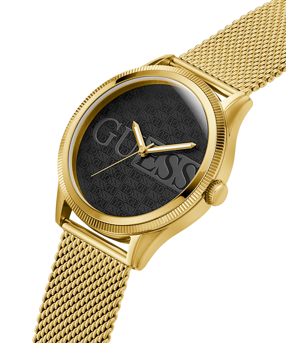 GUESS Mens Black Gold Tone Analog Watch - Image 3
