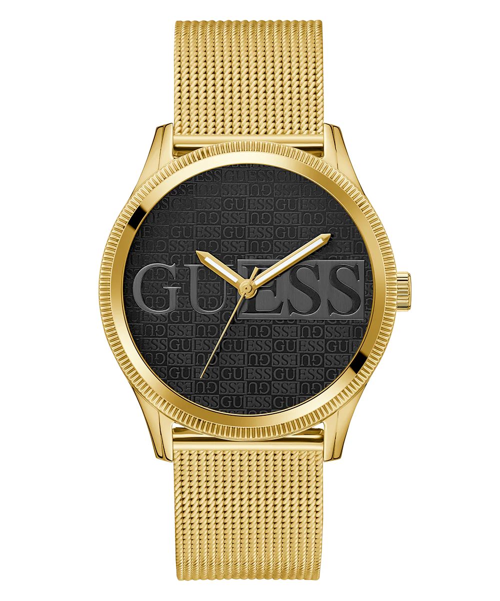 GUESS Mens Black Gold Tone Analog Watch - Image 5