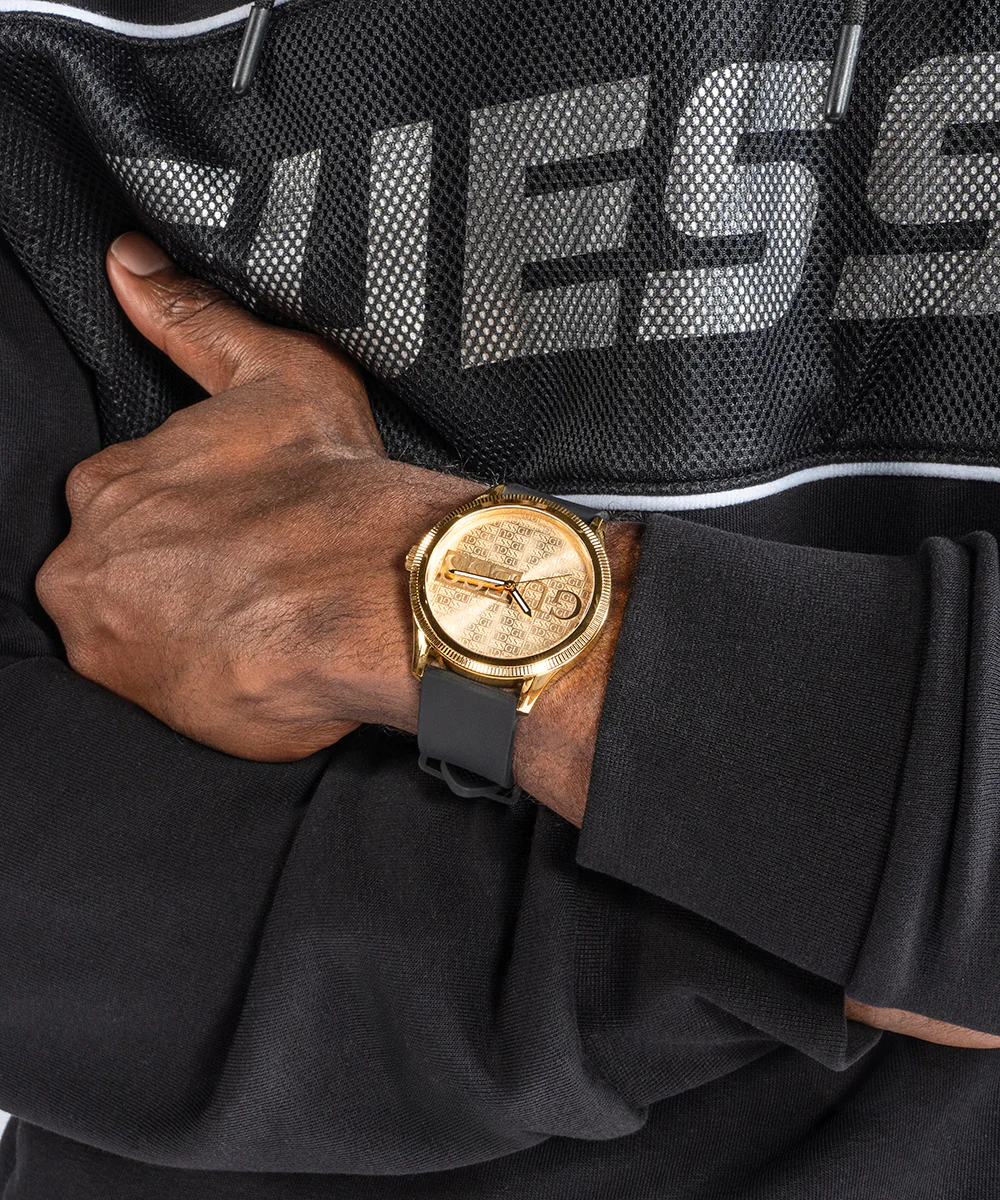 GUESS Mens Black Gold Tone Analog Watch - Image 2