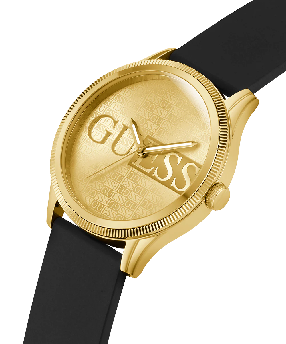 GUESS Mens Black Gold Tone Analog Watch - Image 3