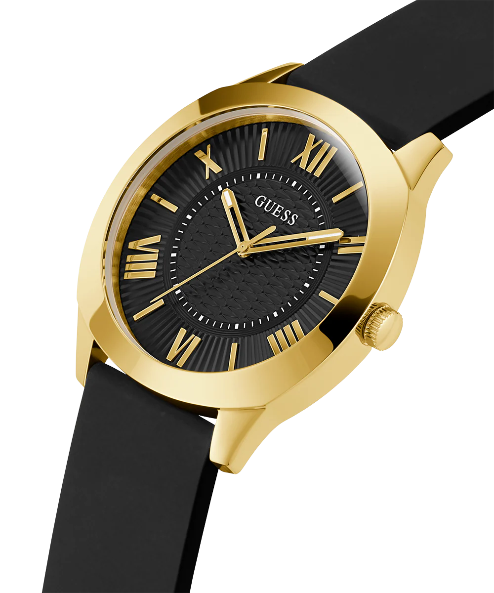 GUESS Mens Black Gold Tone Analog Watch - Image 2